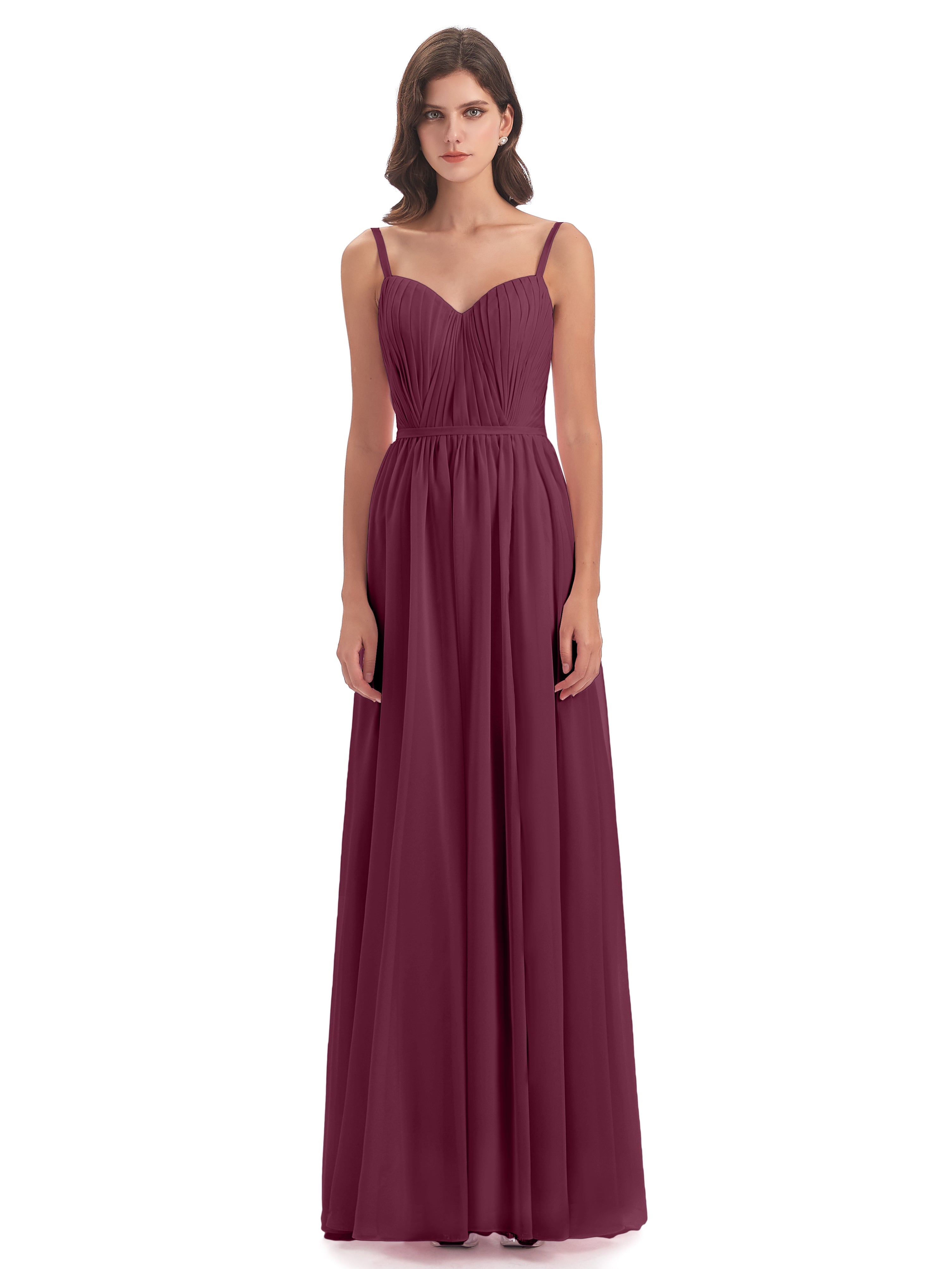 Robes De Demoiselle D'Honneur Mûre Bretelles Spaghetti Fendue Devant Robes Demoiselle D'Honneur