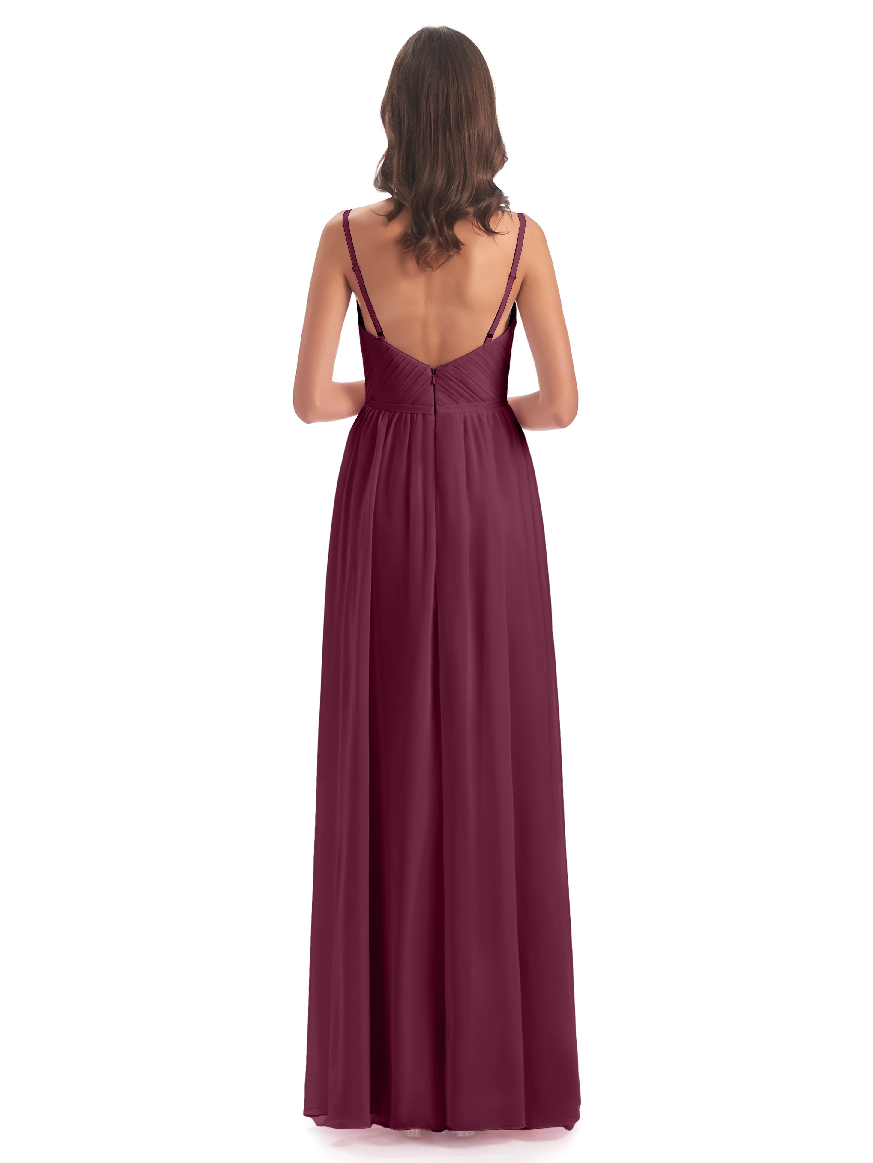Robes De Demoiselle D'Honneur Mûre Bretelles Spaghetti Fendue Devant Robes Demoiselle D'Honneur