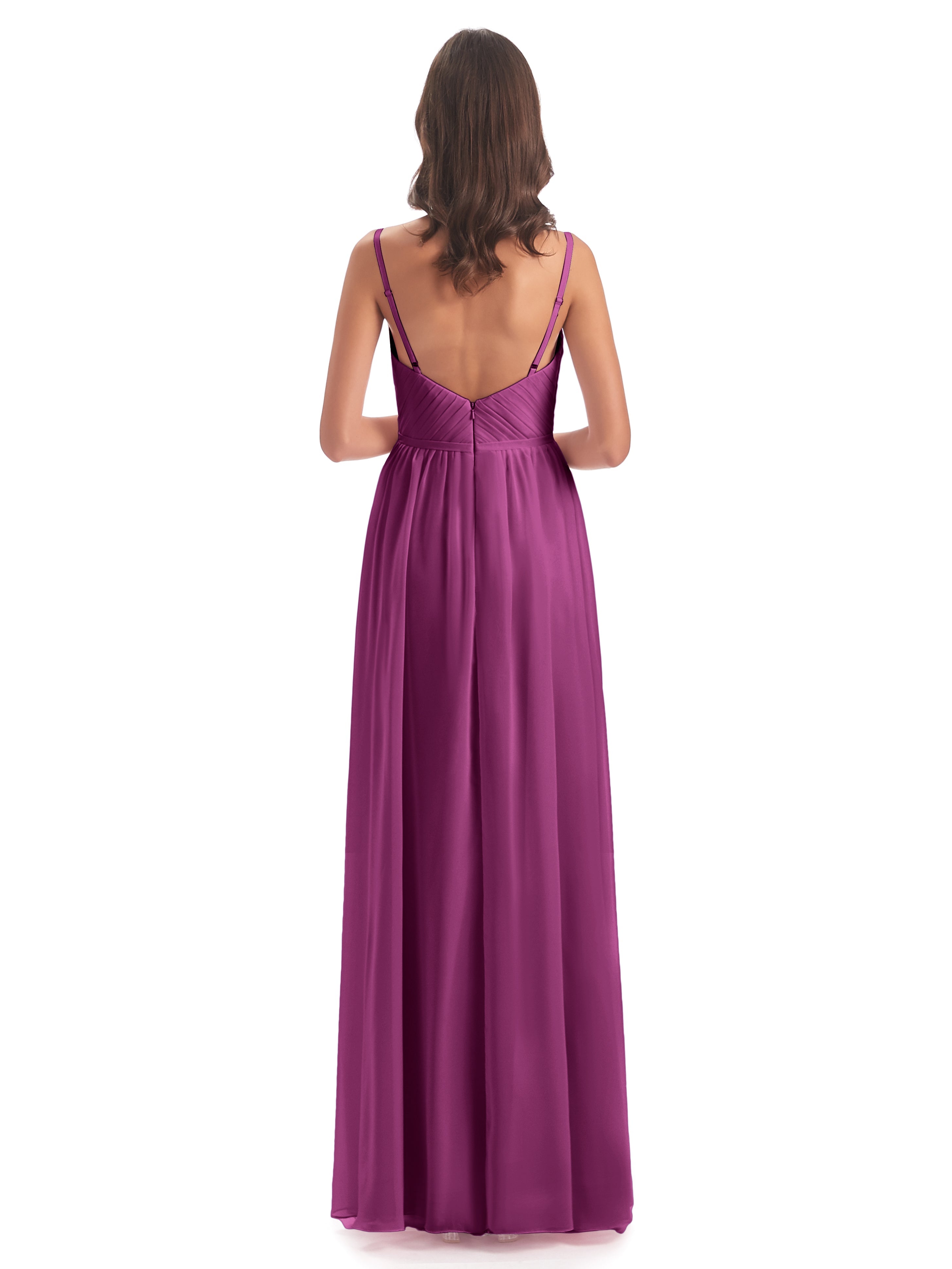 Robes De Demoiselle D'Honneur Orchidée Bretelles Spaghetti Fendue Devant Robes Demoiselle D'Honneur