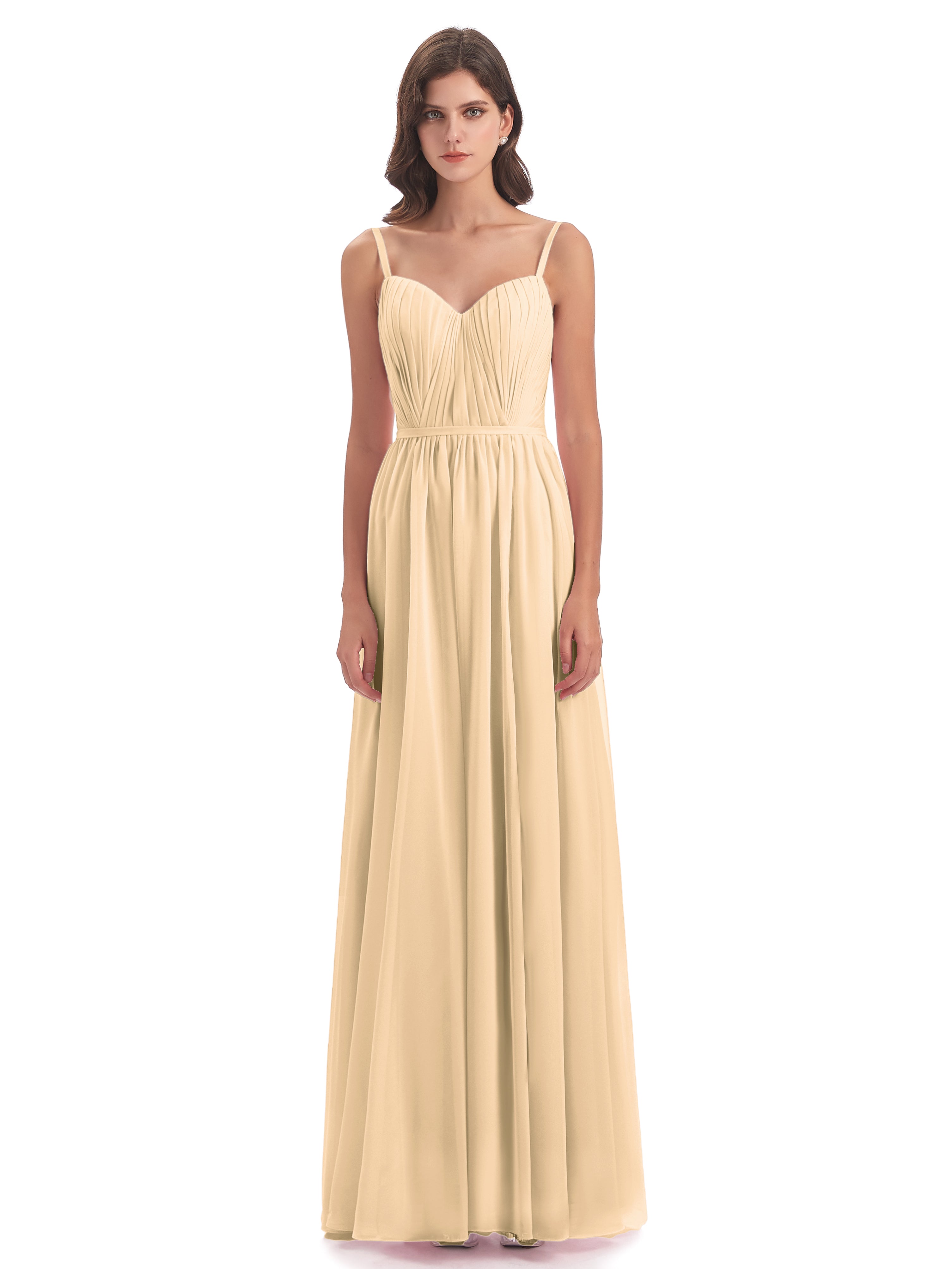 Robe Pêche Demoiselle D Honneur Bretelles Spaghetti Fendue Devant Robes Demoiselle D'Honneur