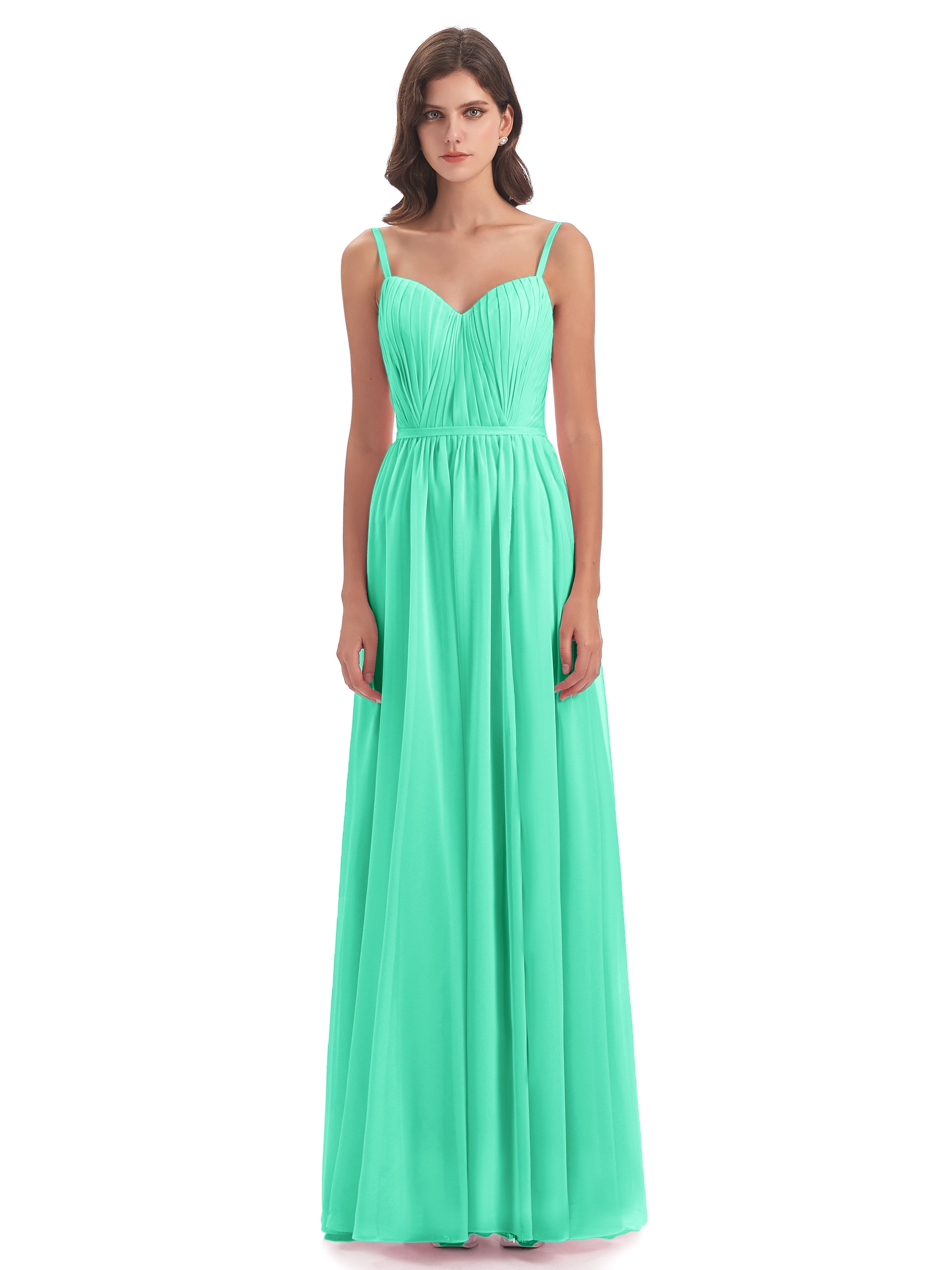 Robes De Demoiselle D'Honneur Turquoise Bretelles Spaghetti Fendue Devant Robes Demoiselle D'Honneur