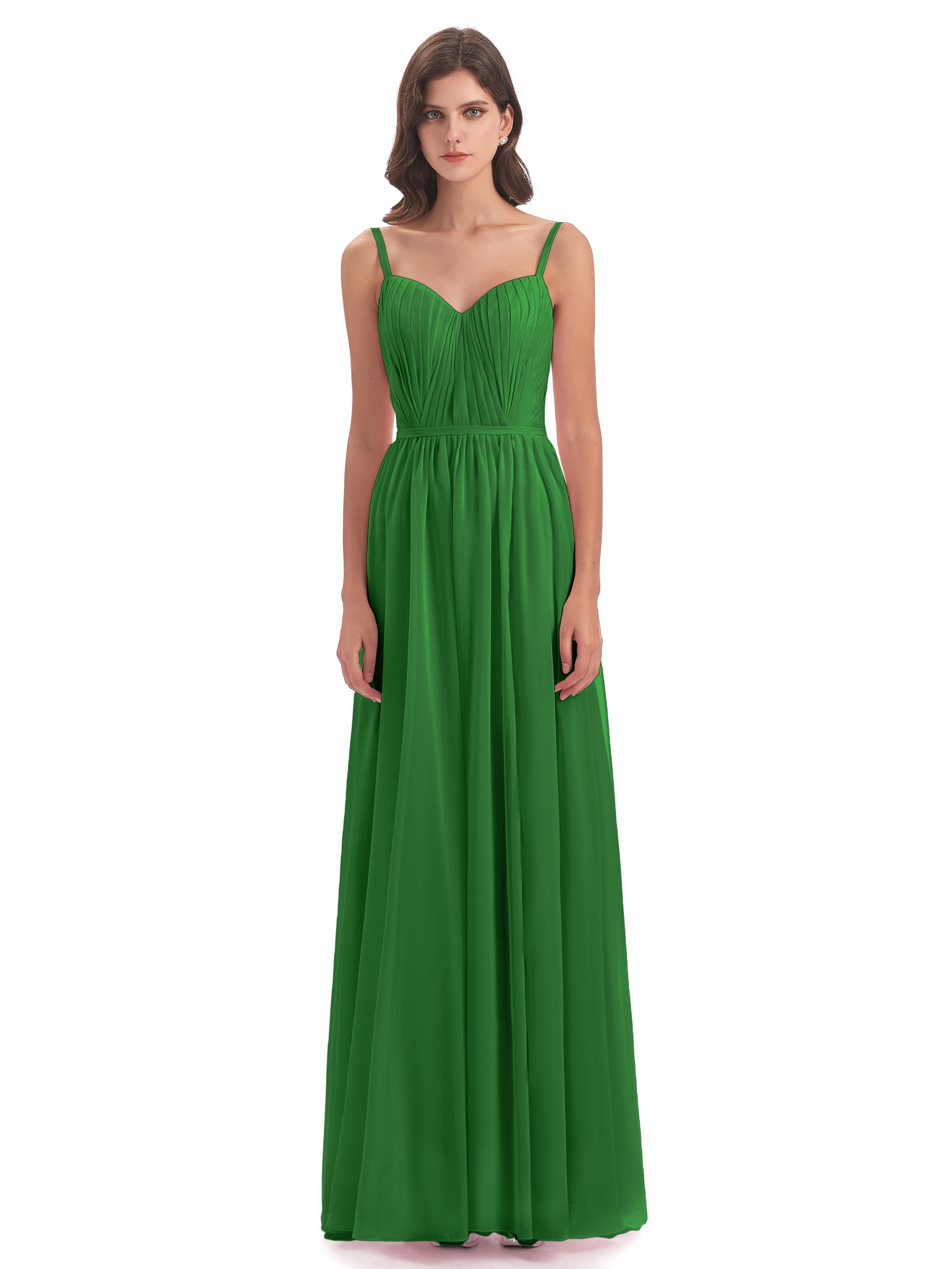 Demoiselle D Honneur Vert Bretelles Spaghetti Fendue Devant Robes Demoiselle D'Honneur