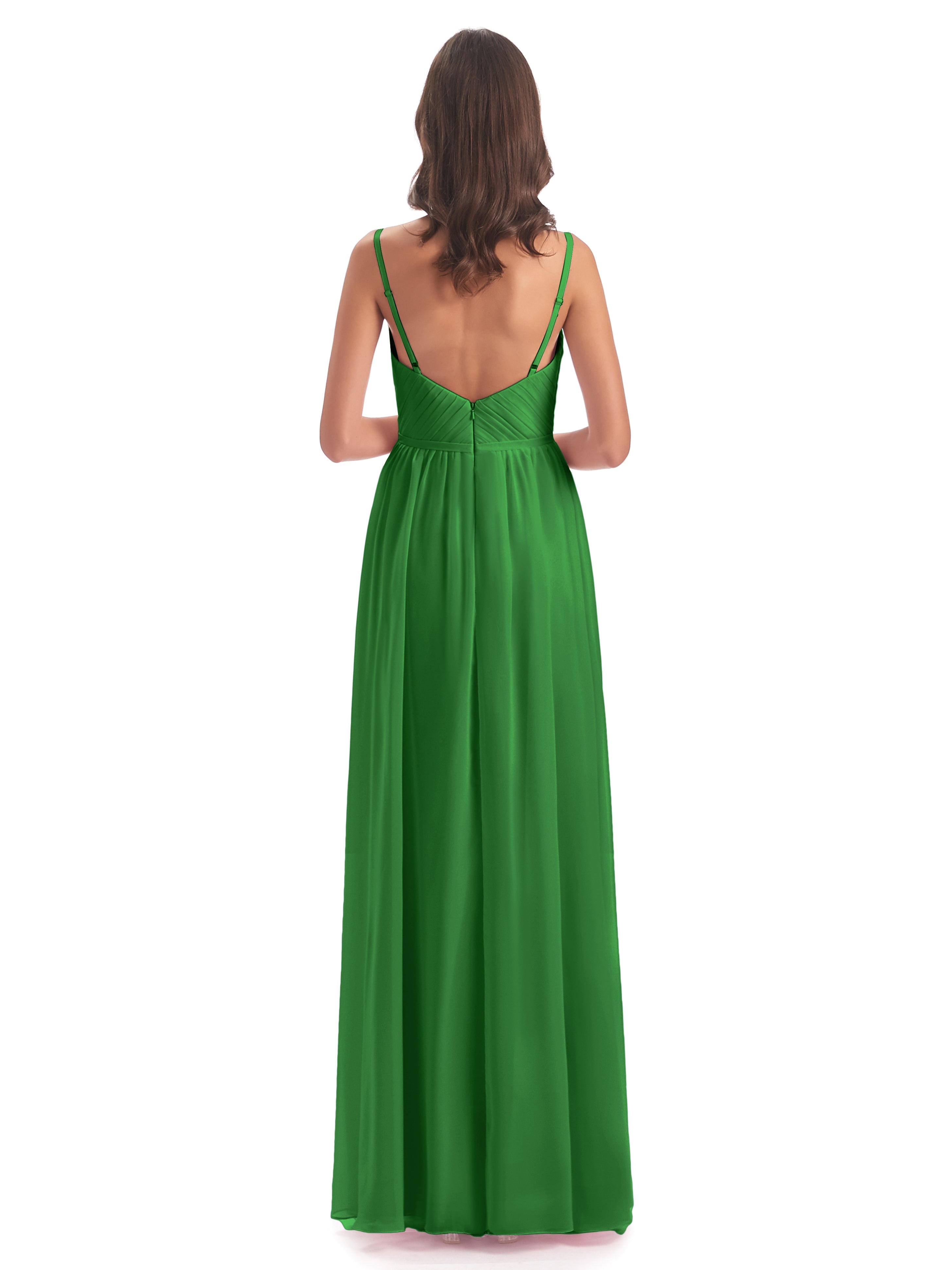 Demoiselle D Honneur Vert Bretelles Spaghetti Fendue Devant Robes Demoiselle D'Honneur