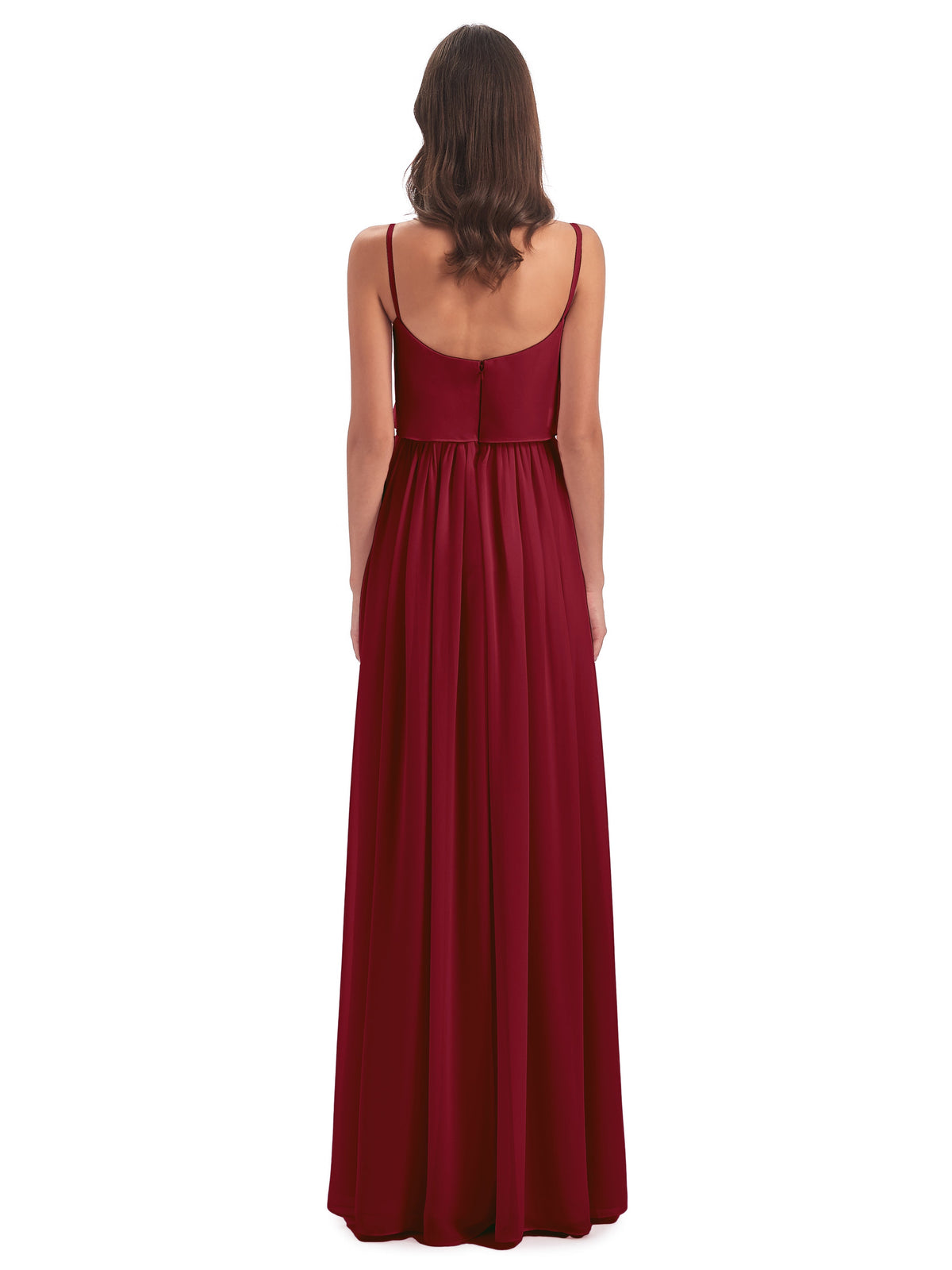 Demoiselle D Honneur Bordeaux Bretelles Spaghetti Mousseline Longue Robes Demoiselle D'Honneur