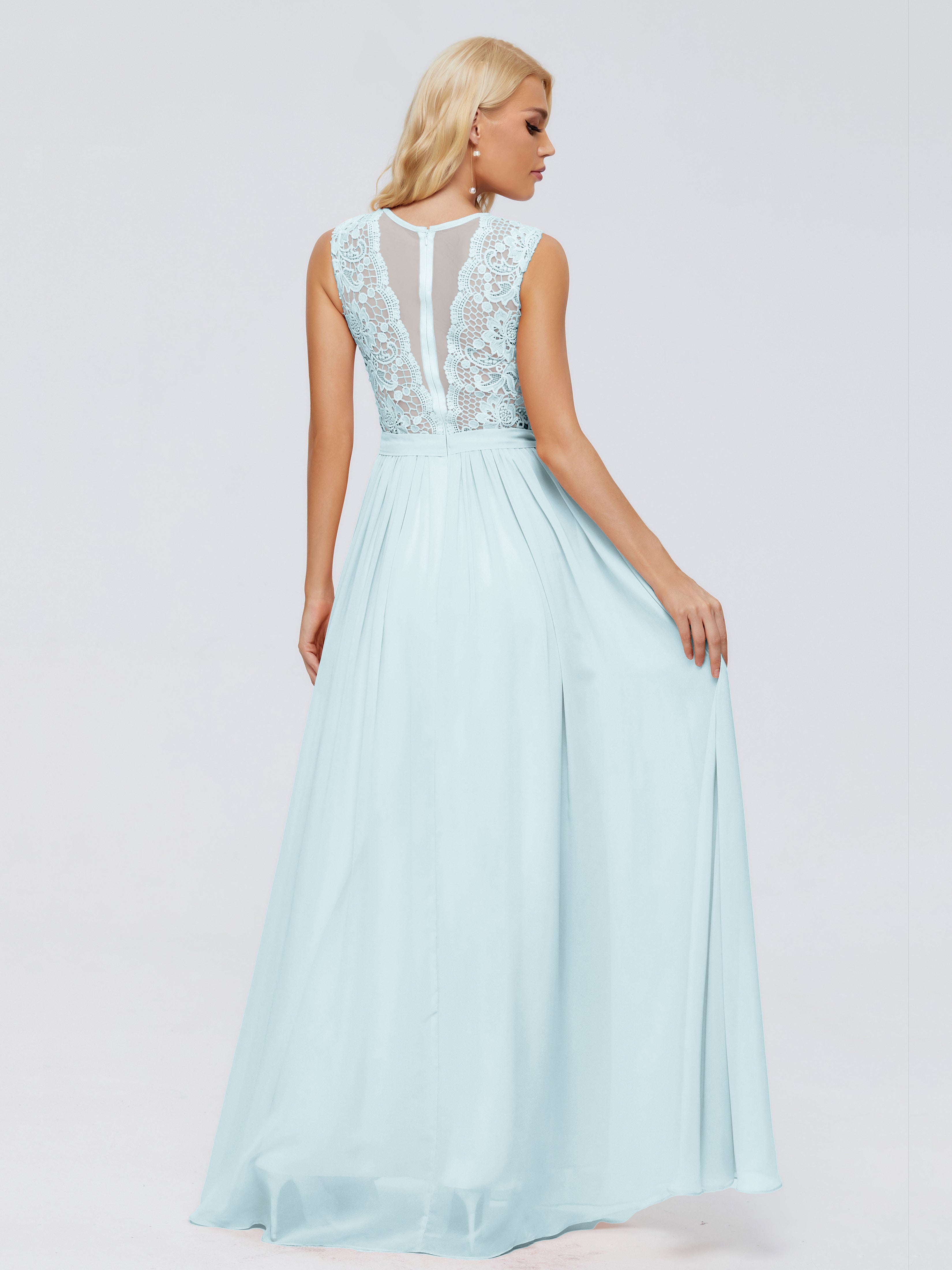 Robe De Demoiselle D'Honneur Brume Trapèze Bateau Mousseline Robes Demoiselle D'Honneur