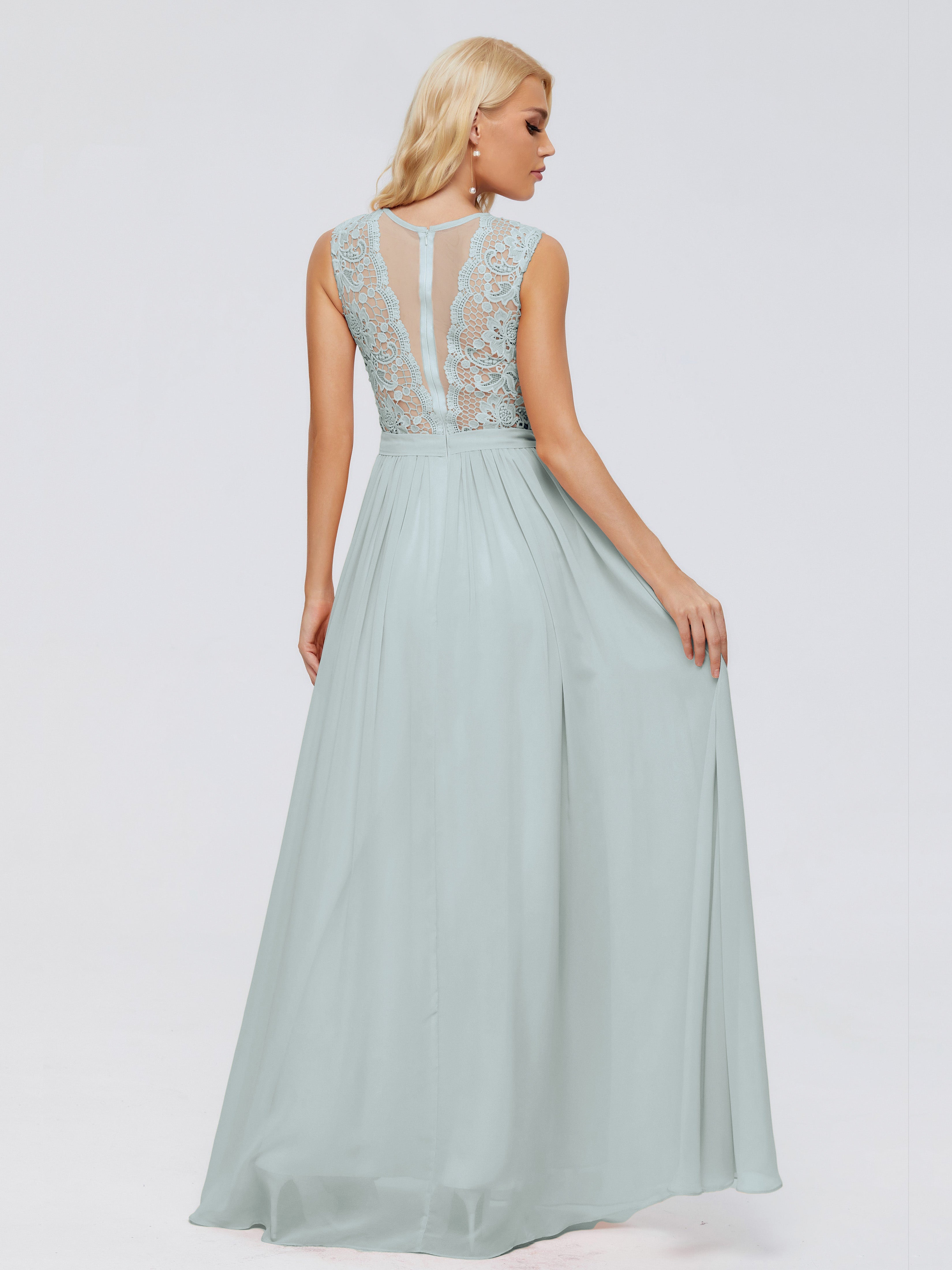 Robe Demoiselle D Honneur Celadon Convertible Fendue Tulle Robe De Demoiselle D'Honneur
