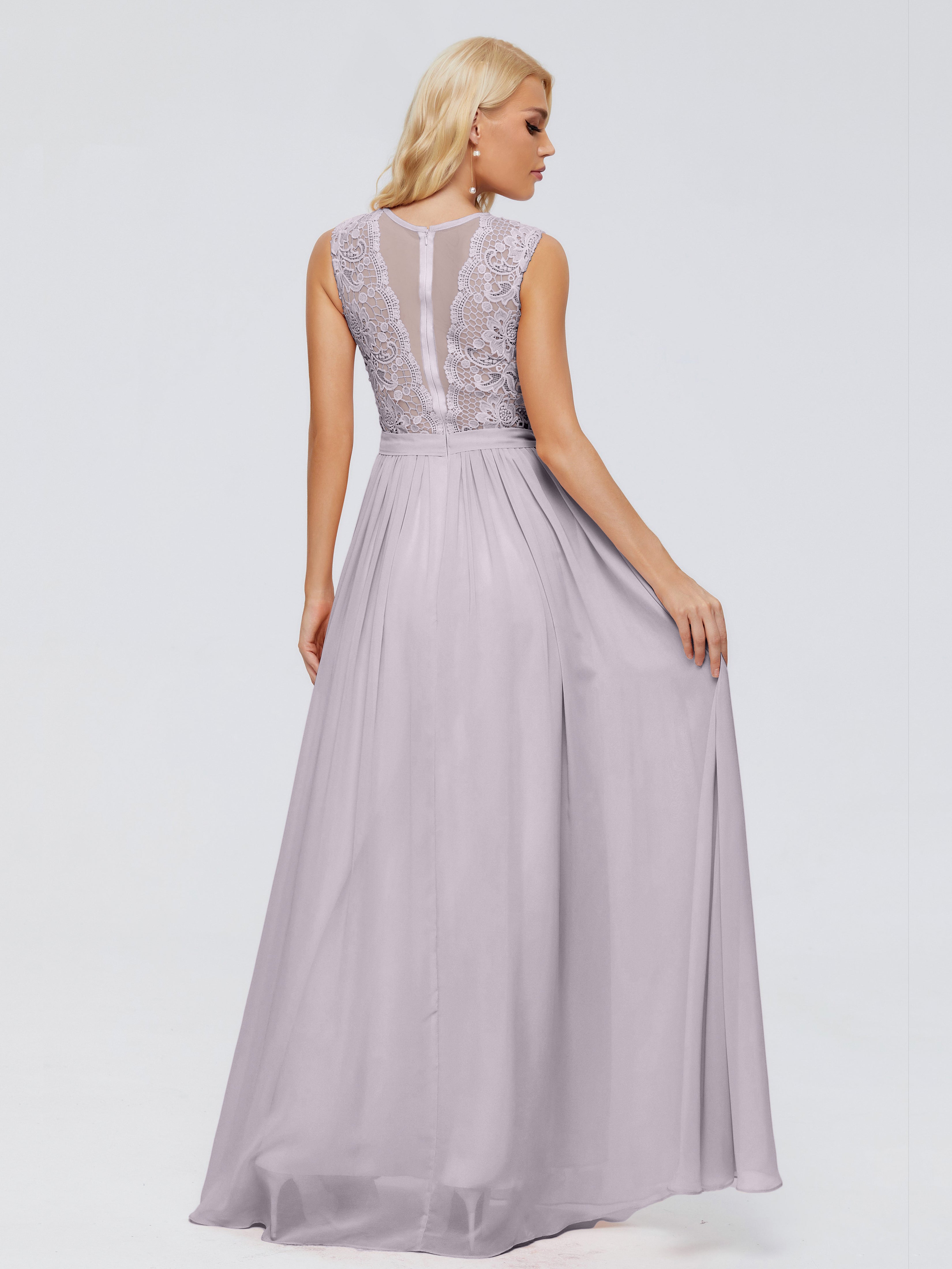 Robes De Demoiselle D'Honneur Crépuscule Trapèze Bateau Mousseline Robes Demoiselle D'Honneur