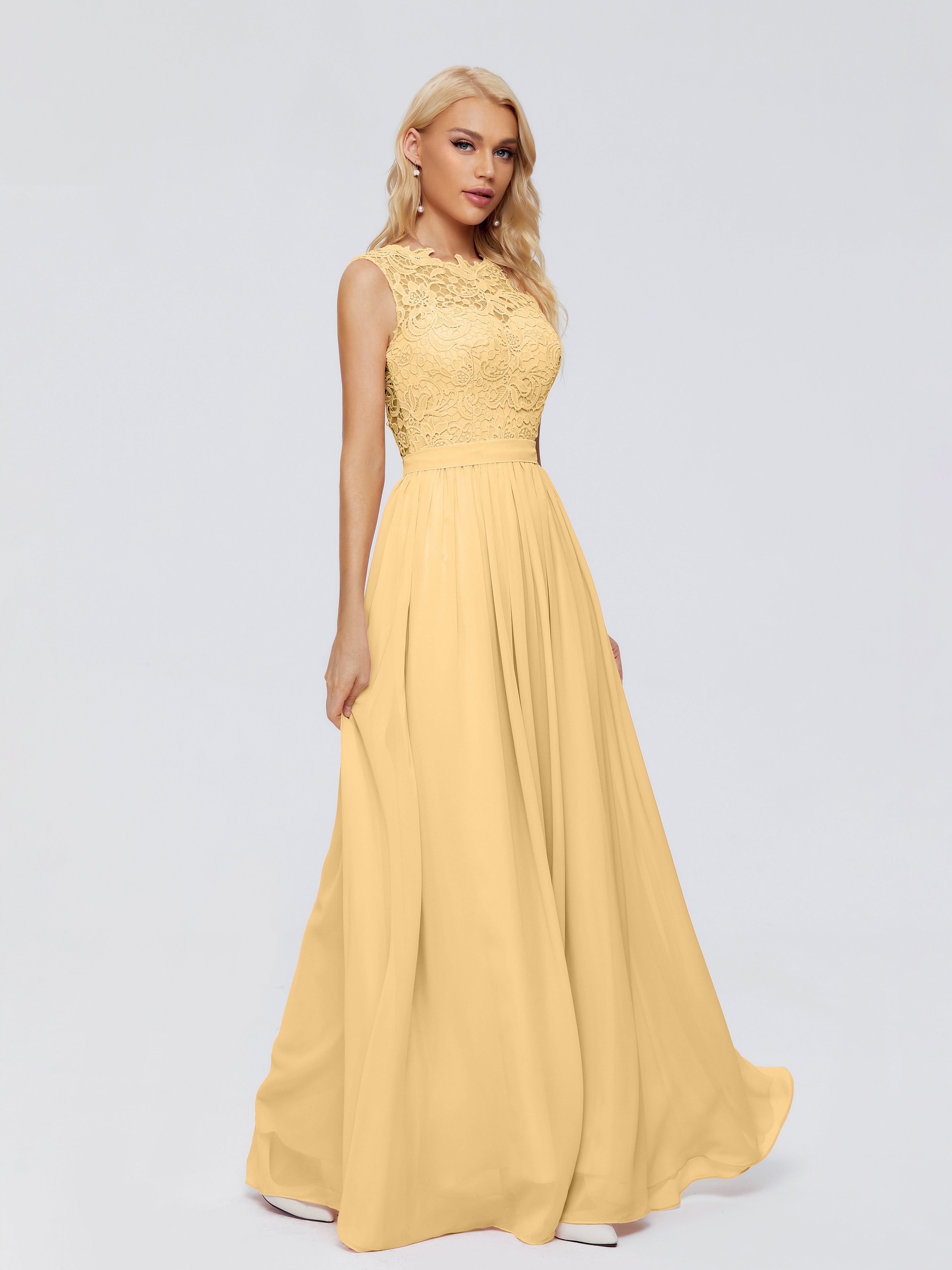Robe De Demoiselle D Honneur Or Trapèze Bateau Mousseline Robes Demoiselle D'Honneur