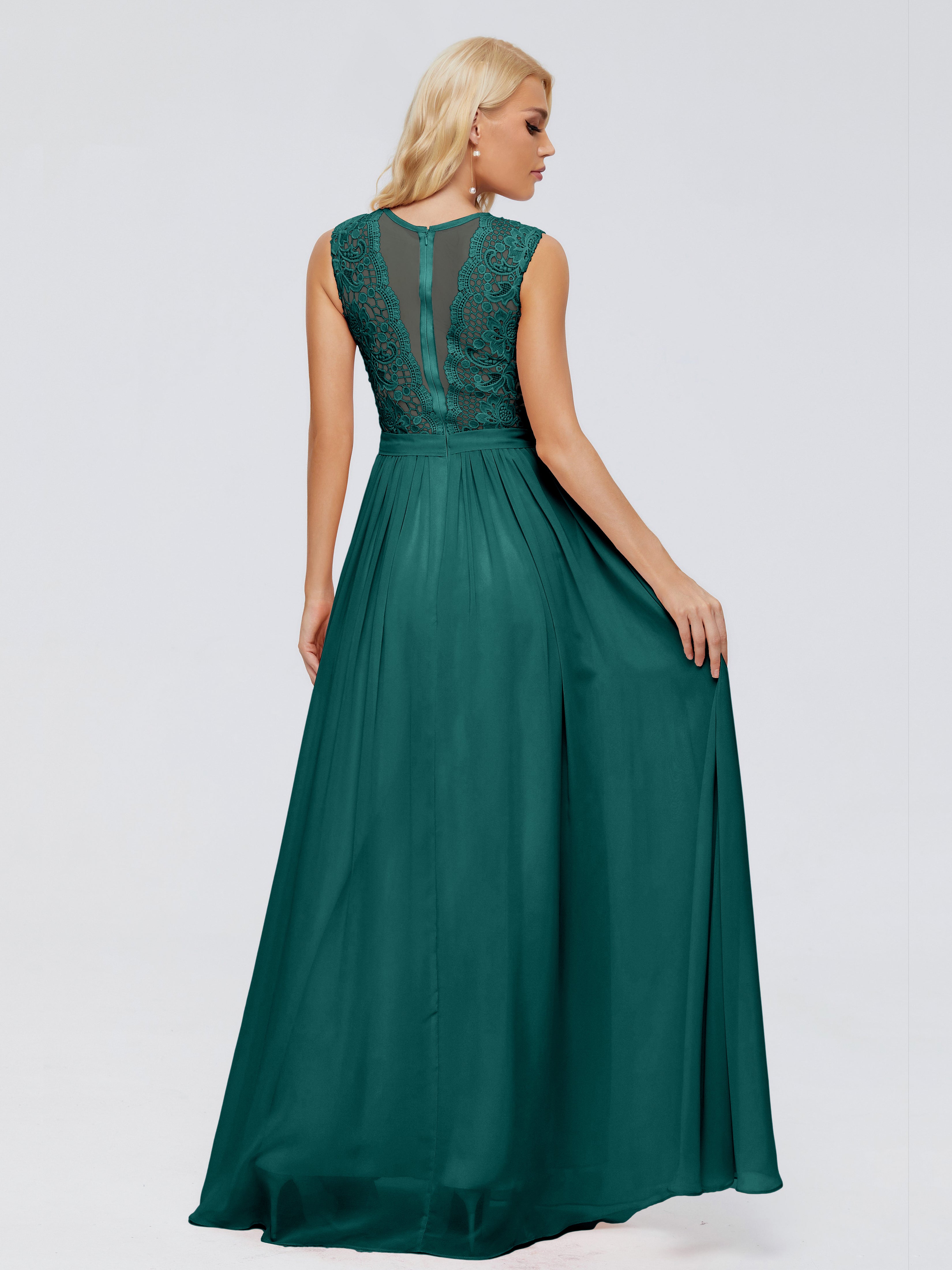 Demoiselle D'Honneur De Paon Trapèze Bateau Mousseline Robes Demoiselle D'Honneur