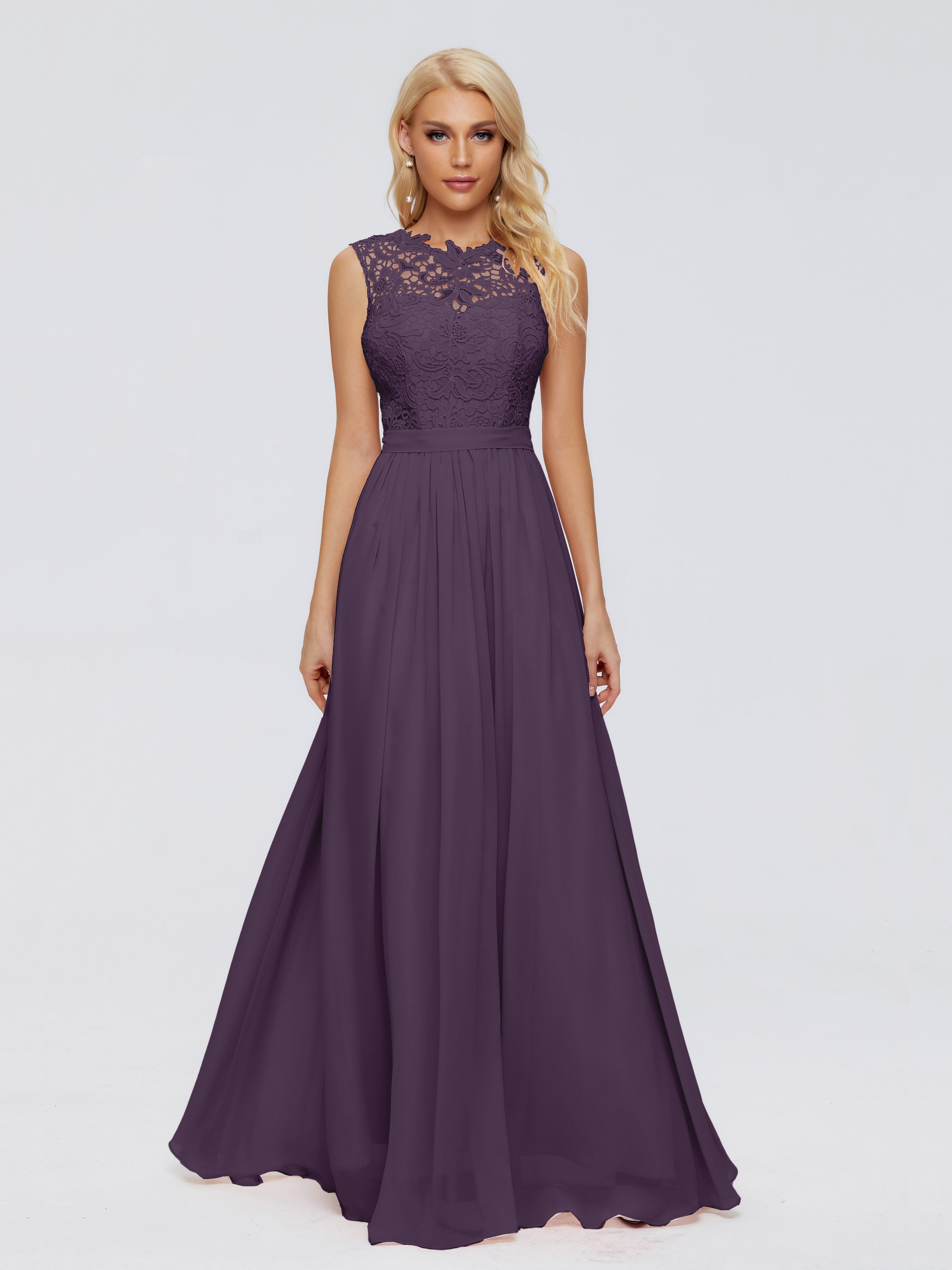 Robe De Demoiselle D'Honneur En Plum Trapèze Bateau Mousseline Robes Demoiselle D'Honneur