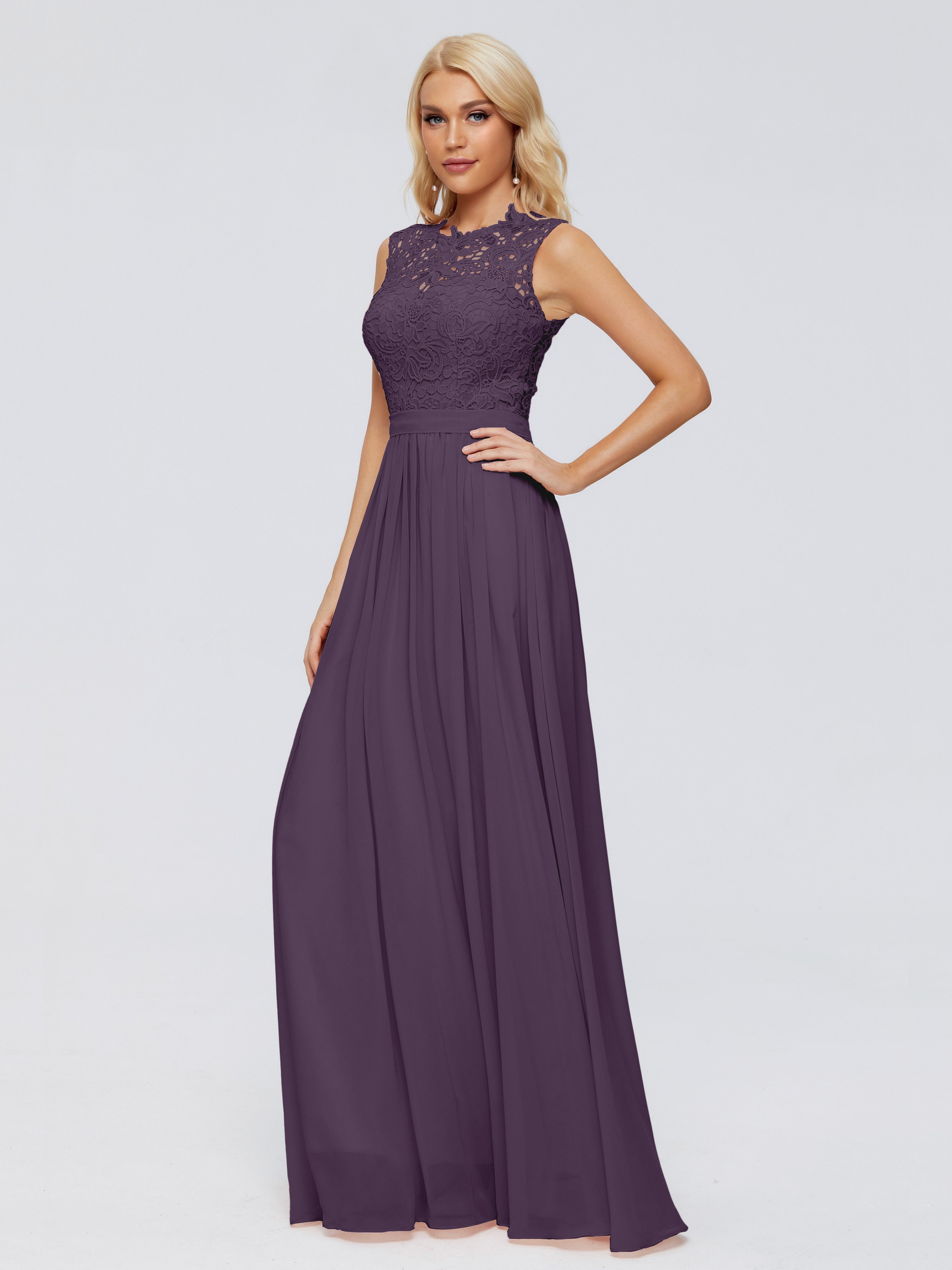 Robe De Demoiselle D'Honneur En Plum Trapèze Bateau Mousseline Robes Demoiselle D'Honneur