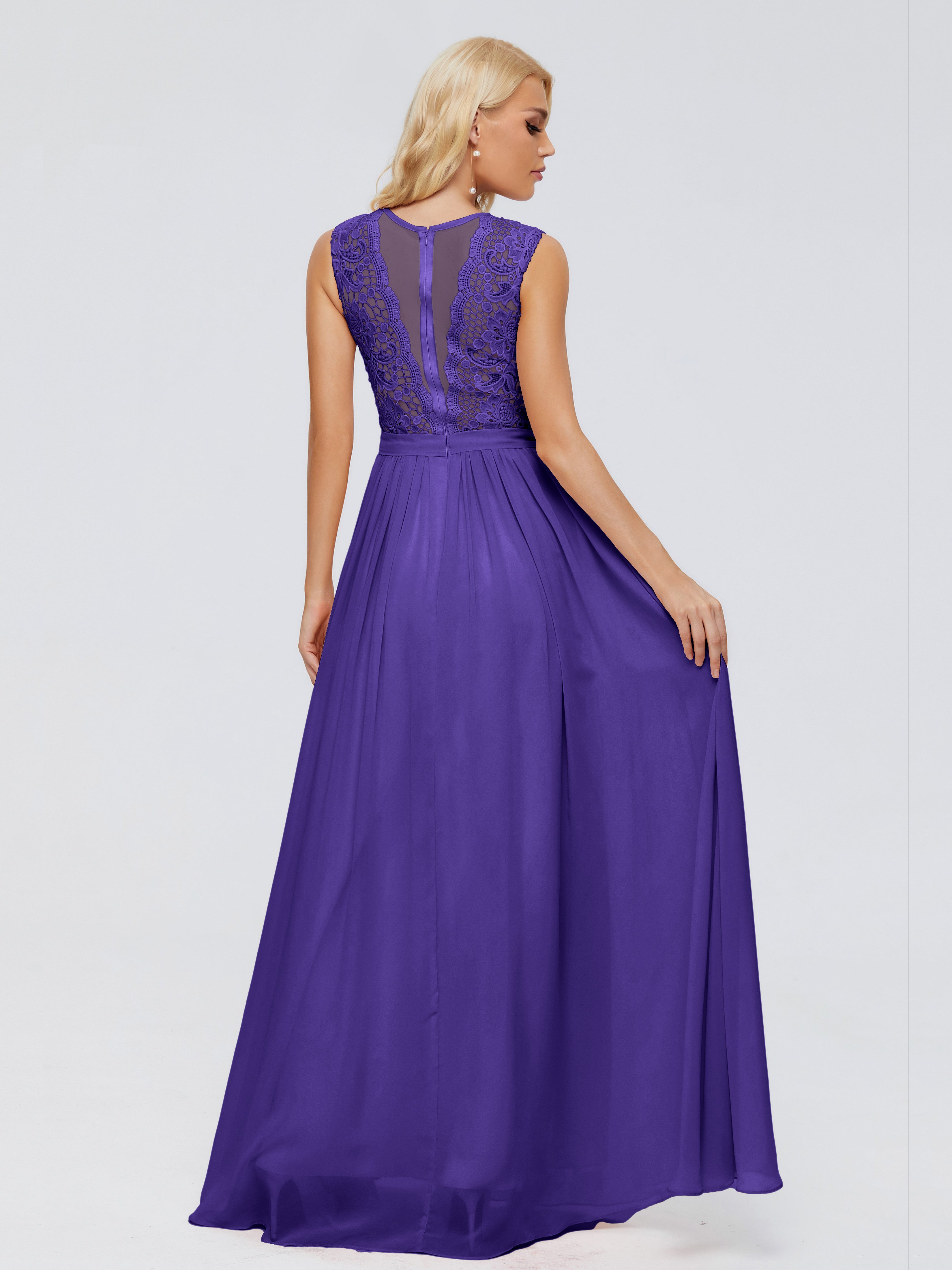 Robes De Demoiselle D'Honneur En Régence Trapèze Bateau Mousseline Robes Demoiselle D'Honneur