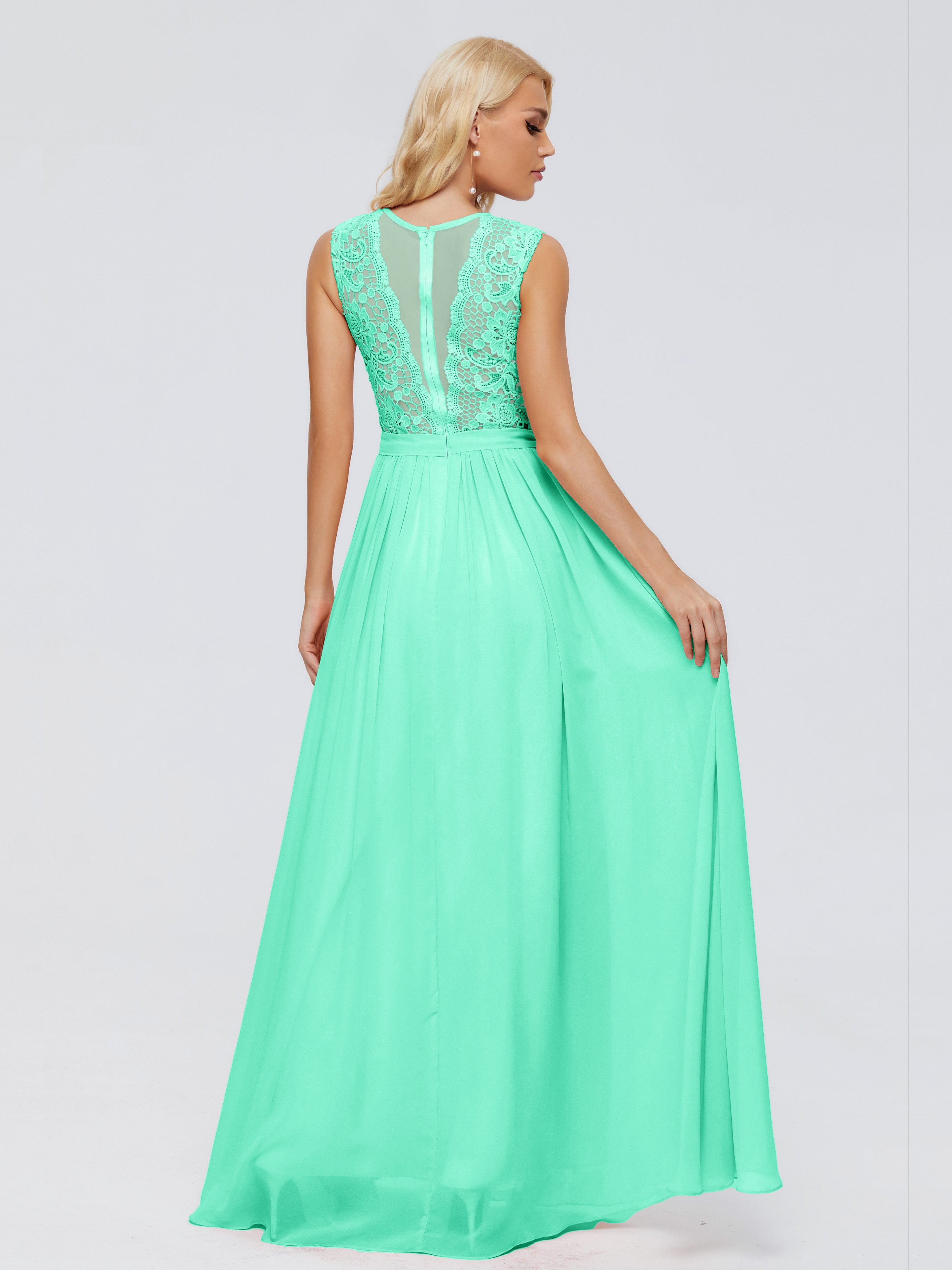 Demoiselle Dhonneur Robe Bleu Turquoise Trapèze Bateau Mousseline Robes Demoiselle D'Honneur