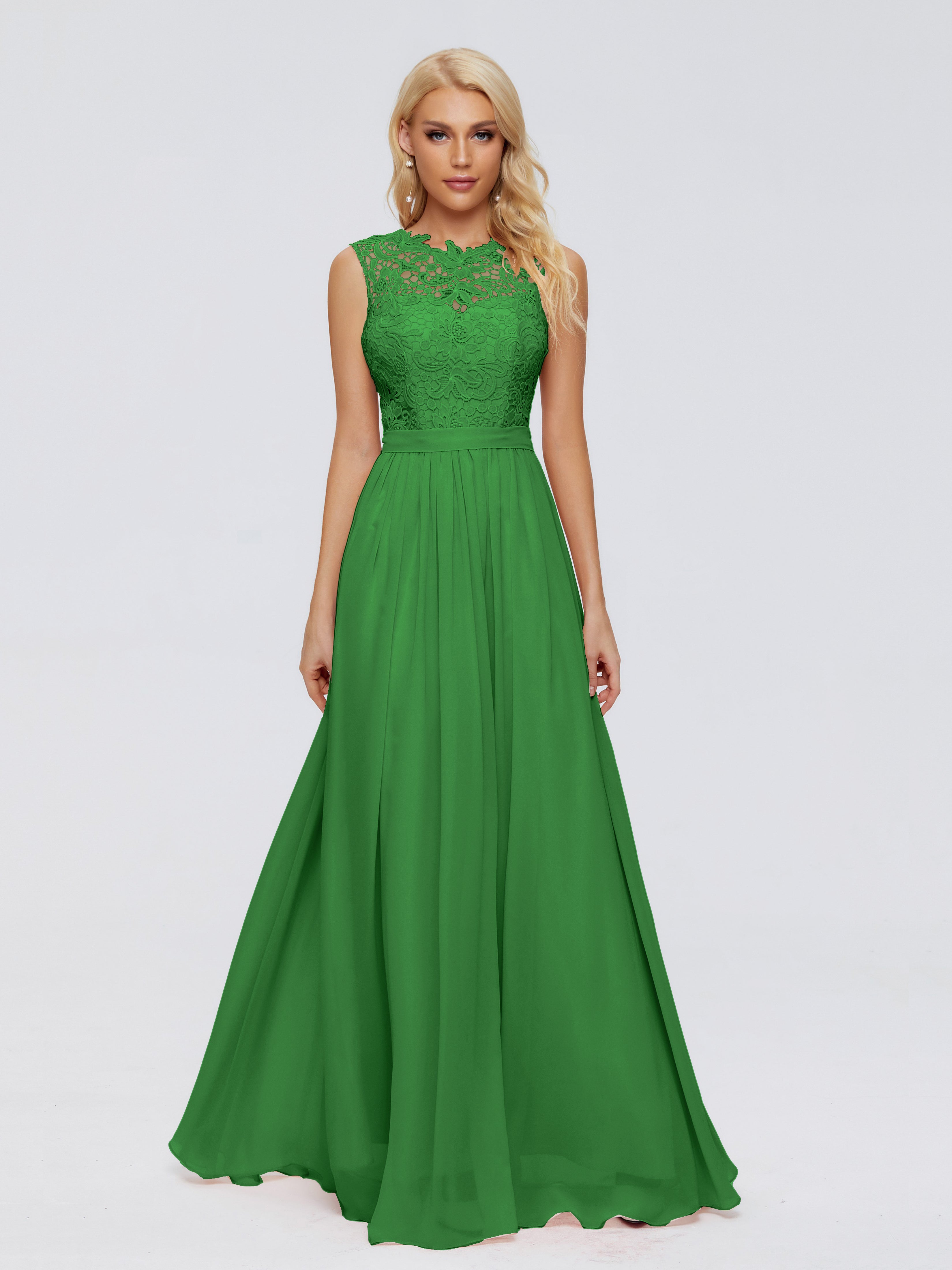 Robe Demoiselle D Honneur Vert Trapèze Bateau Mousseline Robes Demoiselle D'Honneur