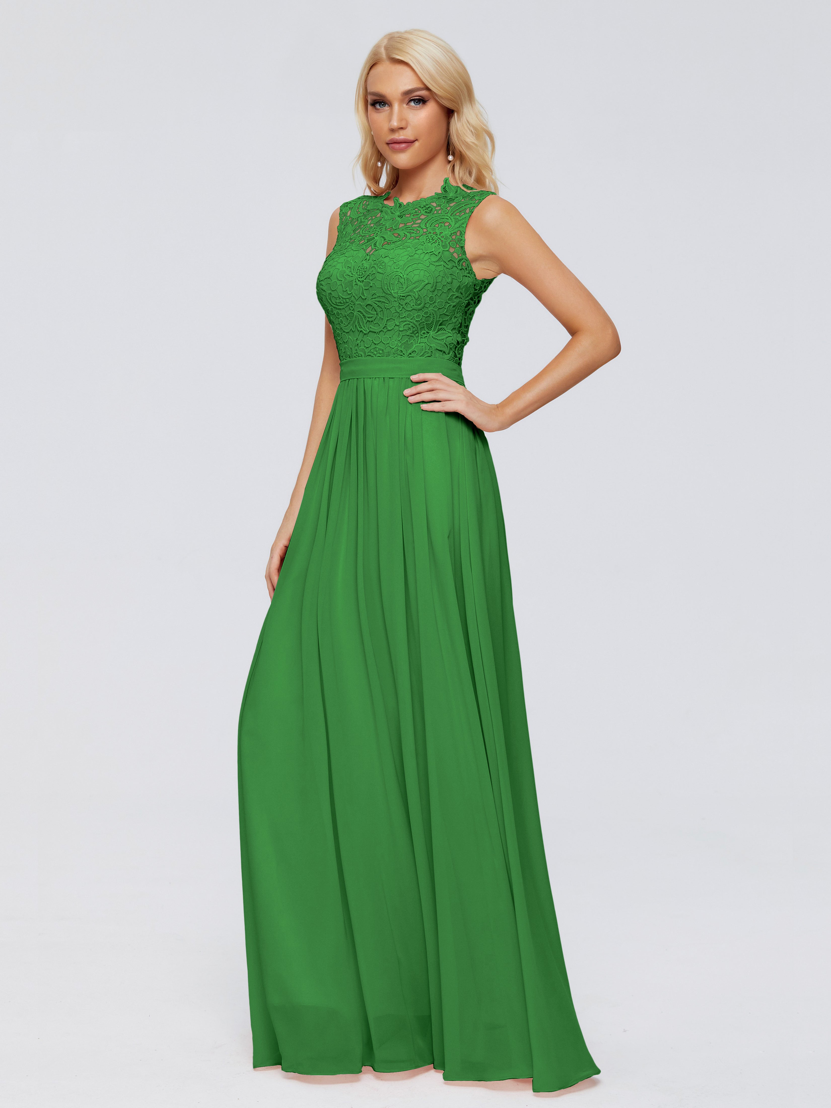 Robe Demoiselle D Honneur Vert Trapèze Bateau Mousseline Robes Demoiselle D'Honneur