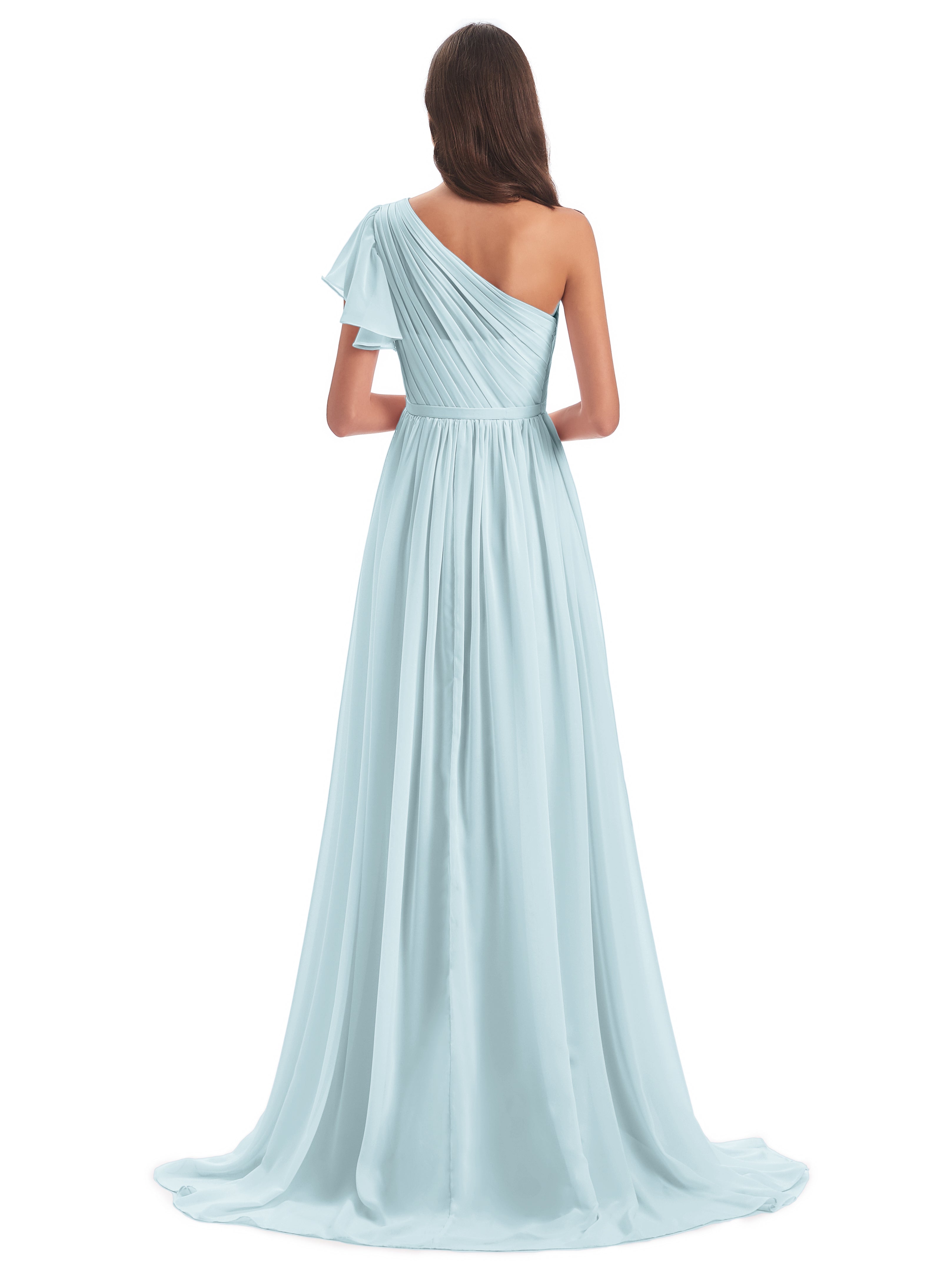 Robe De Demoiselle D'Honneur Brume Balayage/Pinceau Traîne Seule-Épaule Robes Demoiselle D'Honneur