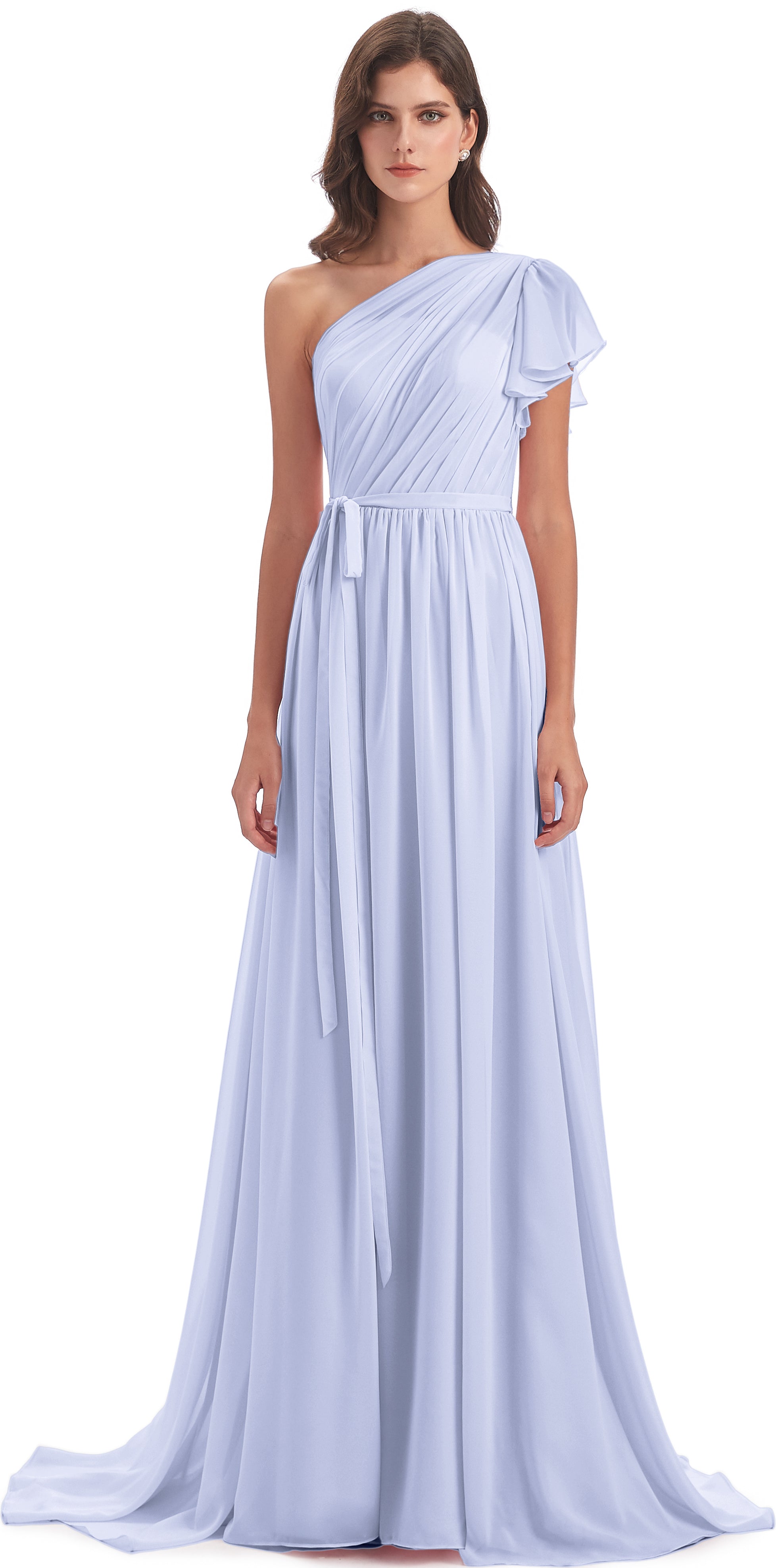 Robe Demoiselle D Honneur Lavande Balayage/Pinceau Traîne Seule-Épaule Robes Demoiselle D'Honneur