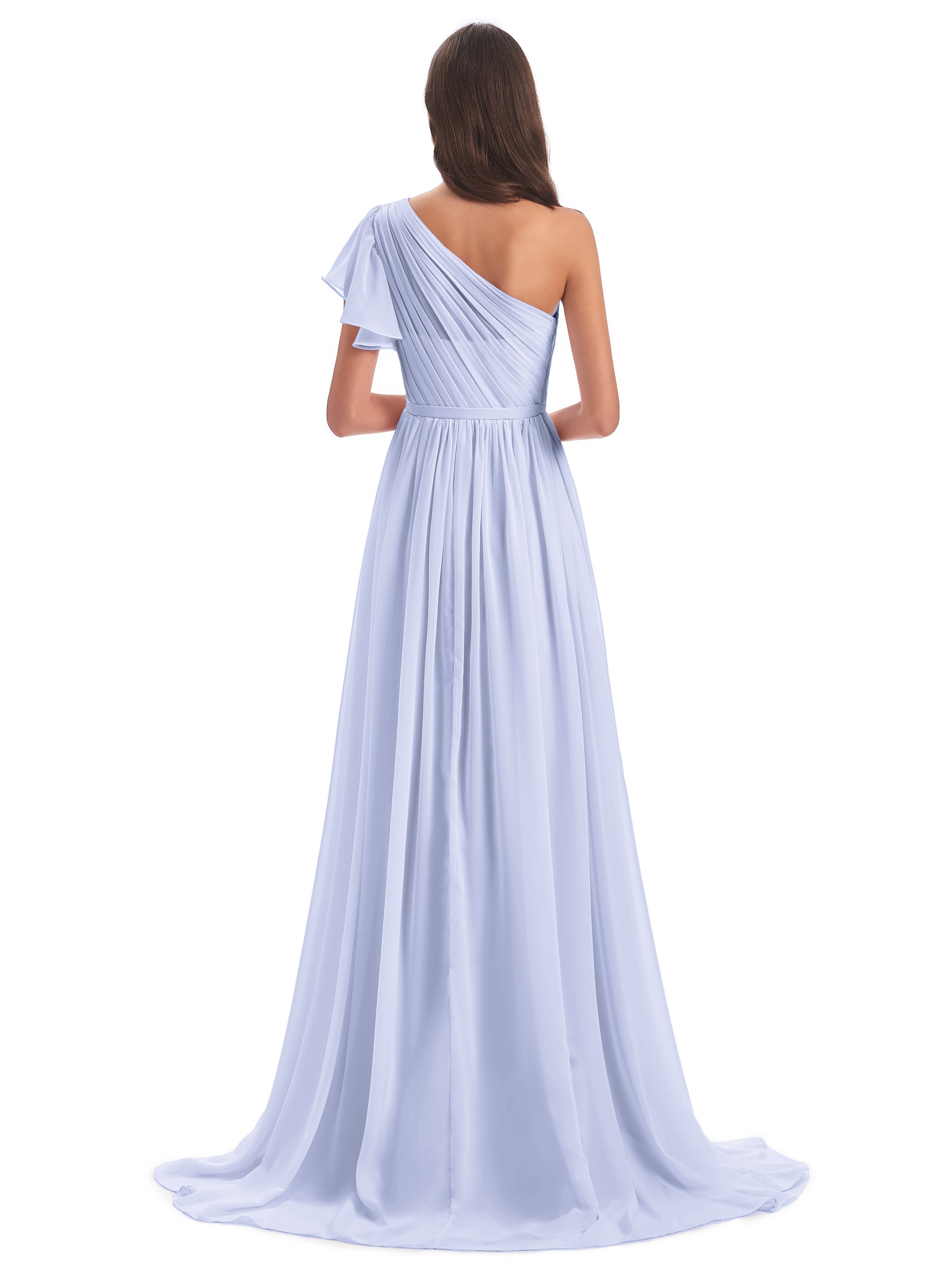 Robe Demoiselle D Honneur Lavande Balayage/Pinceau Traîne Seule-Épaule Robes Demoiselle D'Honneur