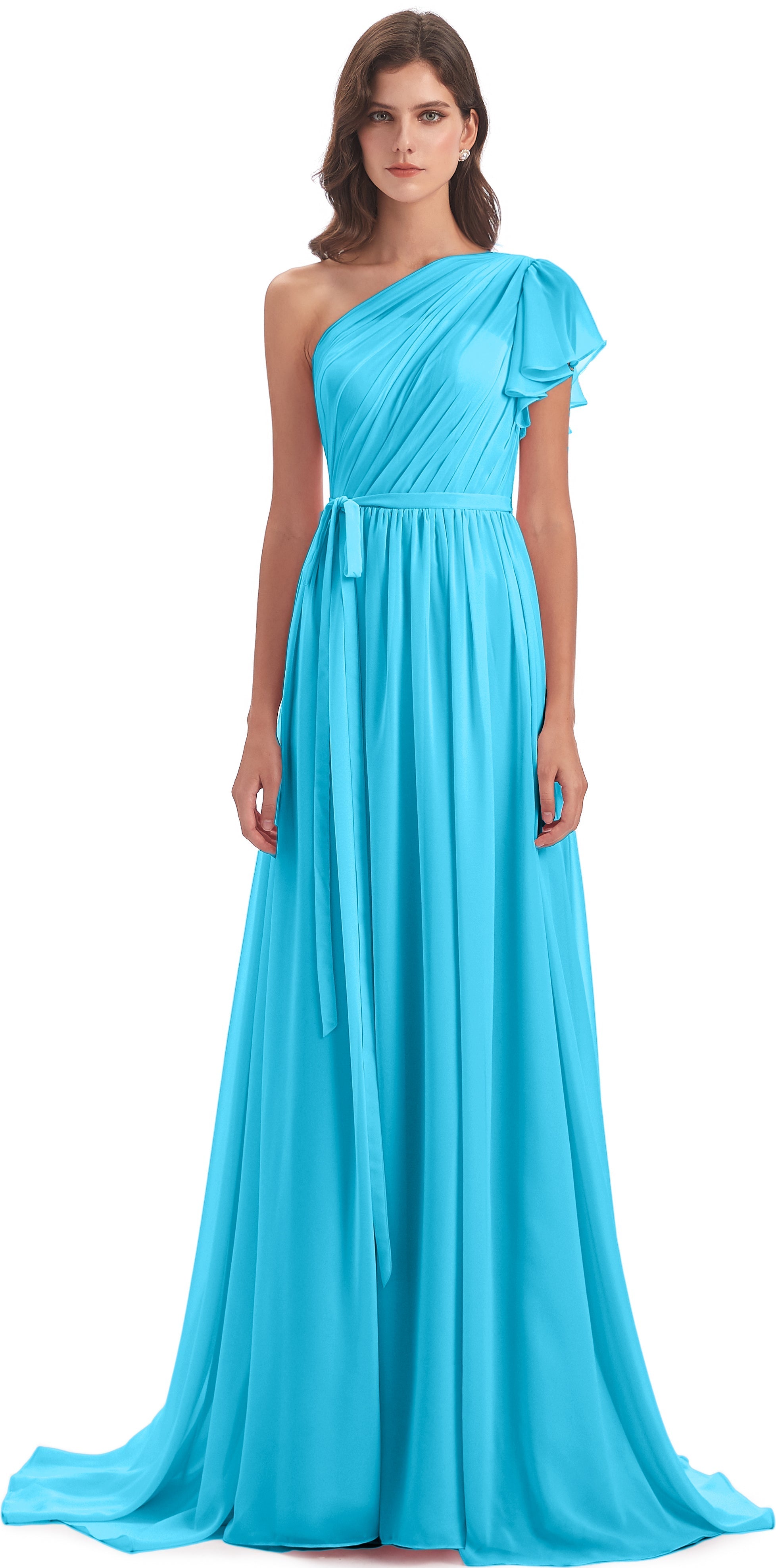Robe De Demoiselle D'Honneur En Piscine Balayage/Pinceau Traîne Seule-Épaule Robes Demoiselle D'Honneur