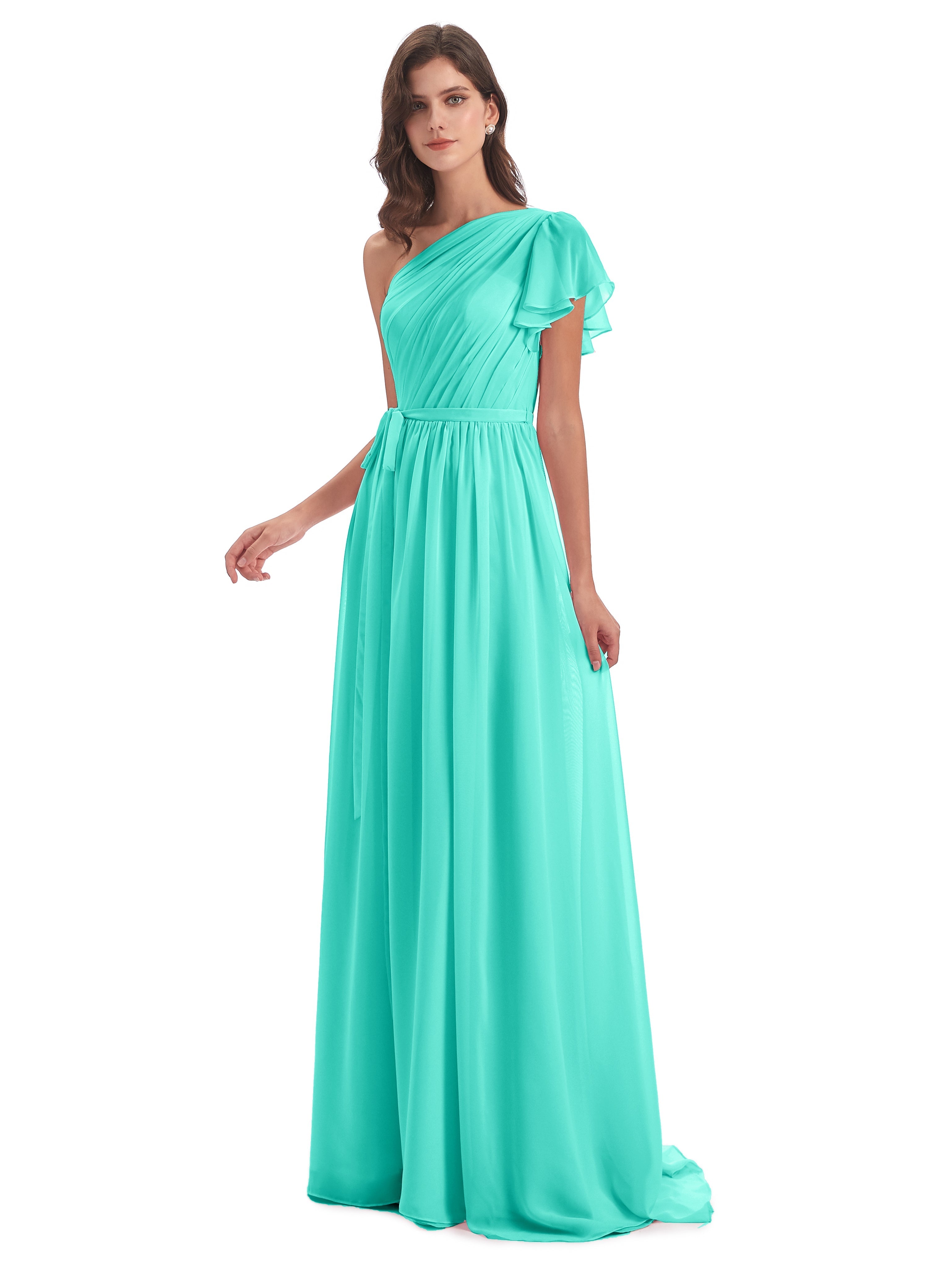Robes De Demoiselle D'Honneur Spa Balayage/Pinceau Traîne Seule-Épaule Robes Demoiselle D'Honneur