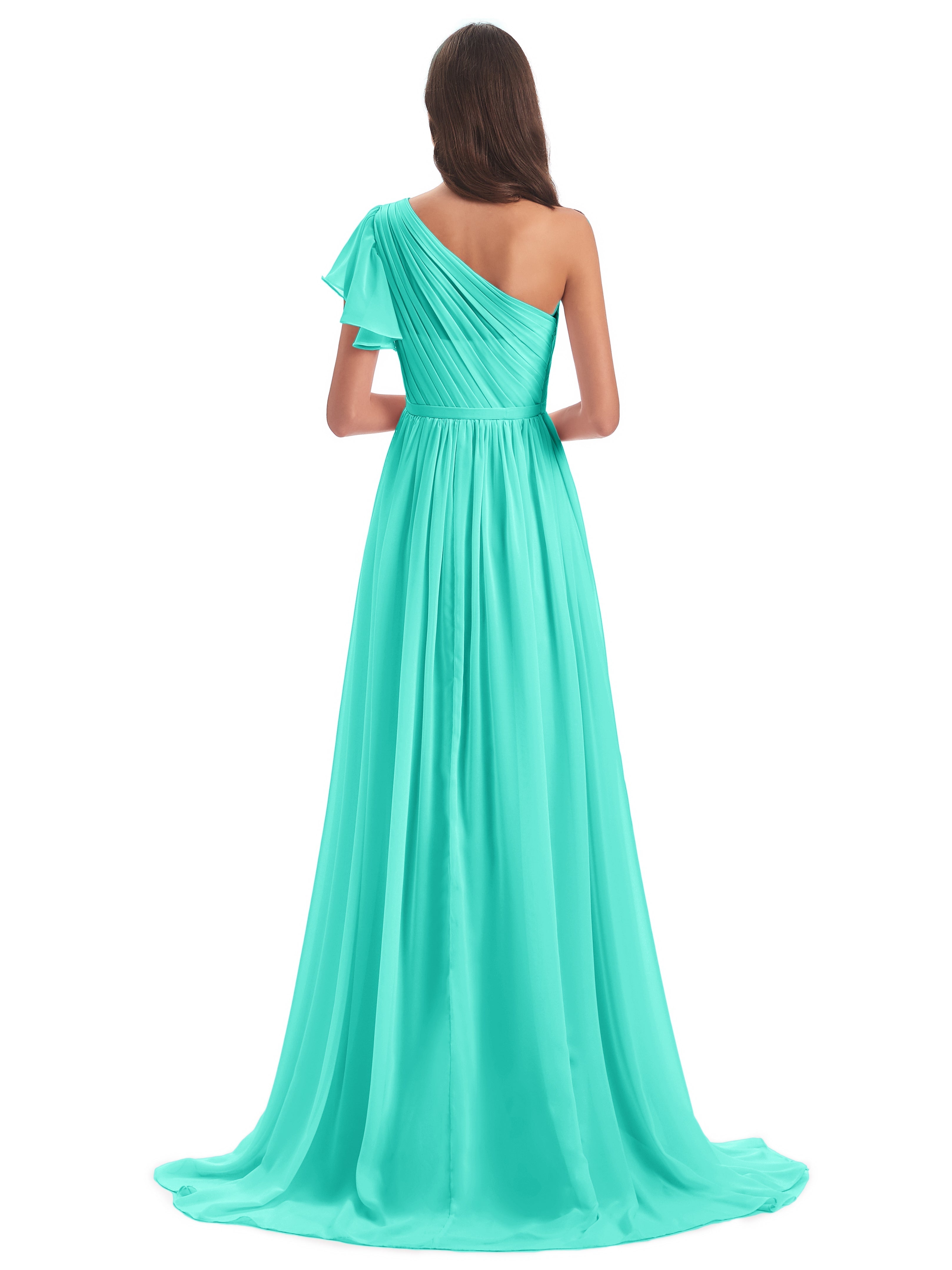 Robes De Demoiselle D'Honneur Spa Balayage/Pinceau Traîne Seule-Épaule Robes Demoiselle D'Honneur