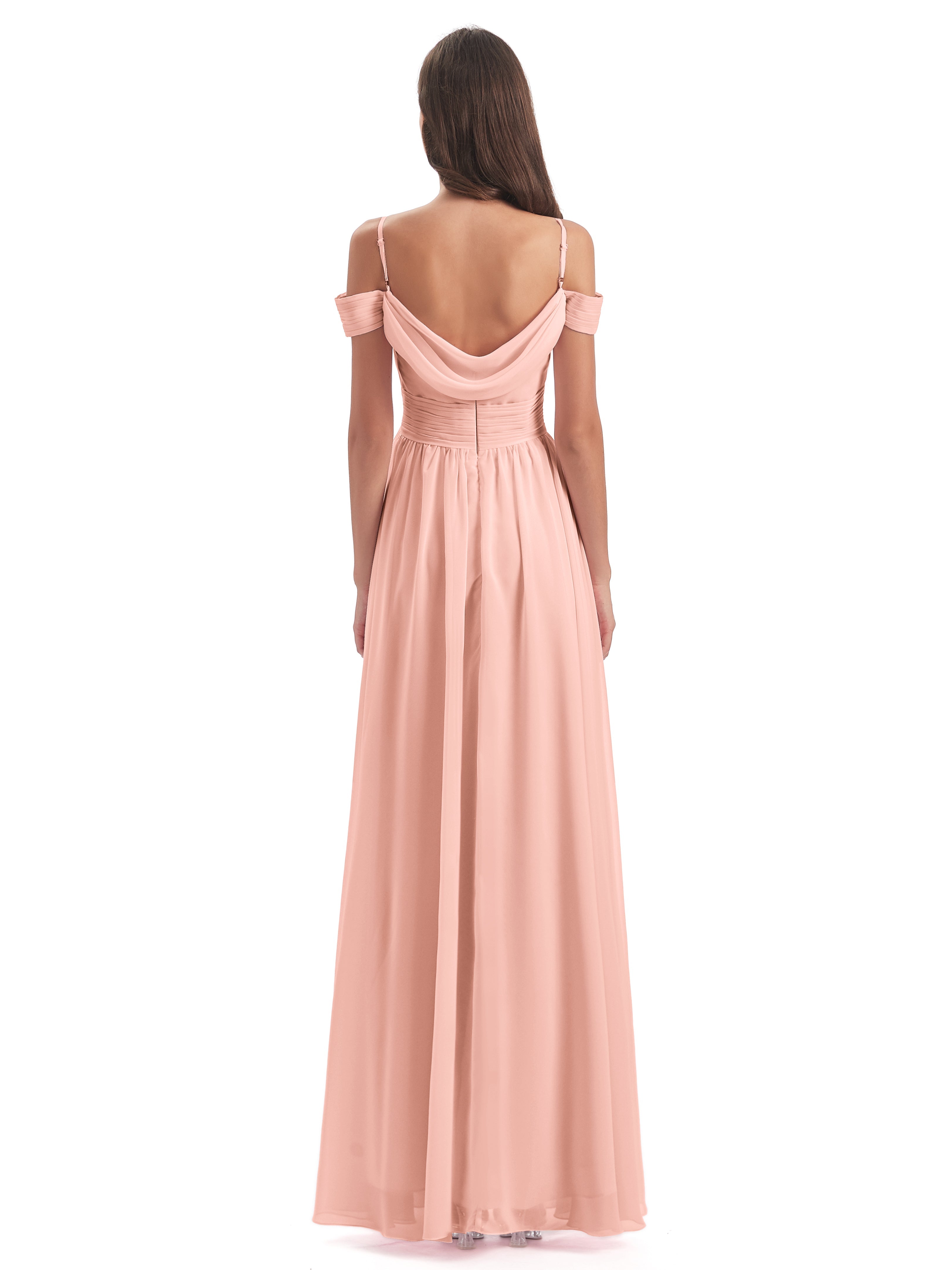 Robes Demoiselles D Honneur Corail Bretelles Spaghetti Trapèze Mousseline Robes Demoiselle D'Honneur