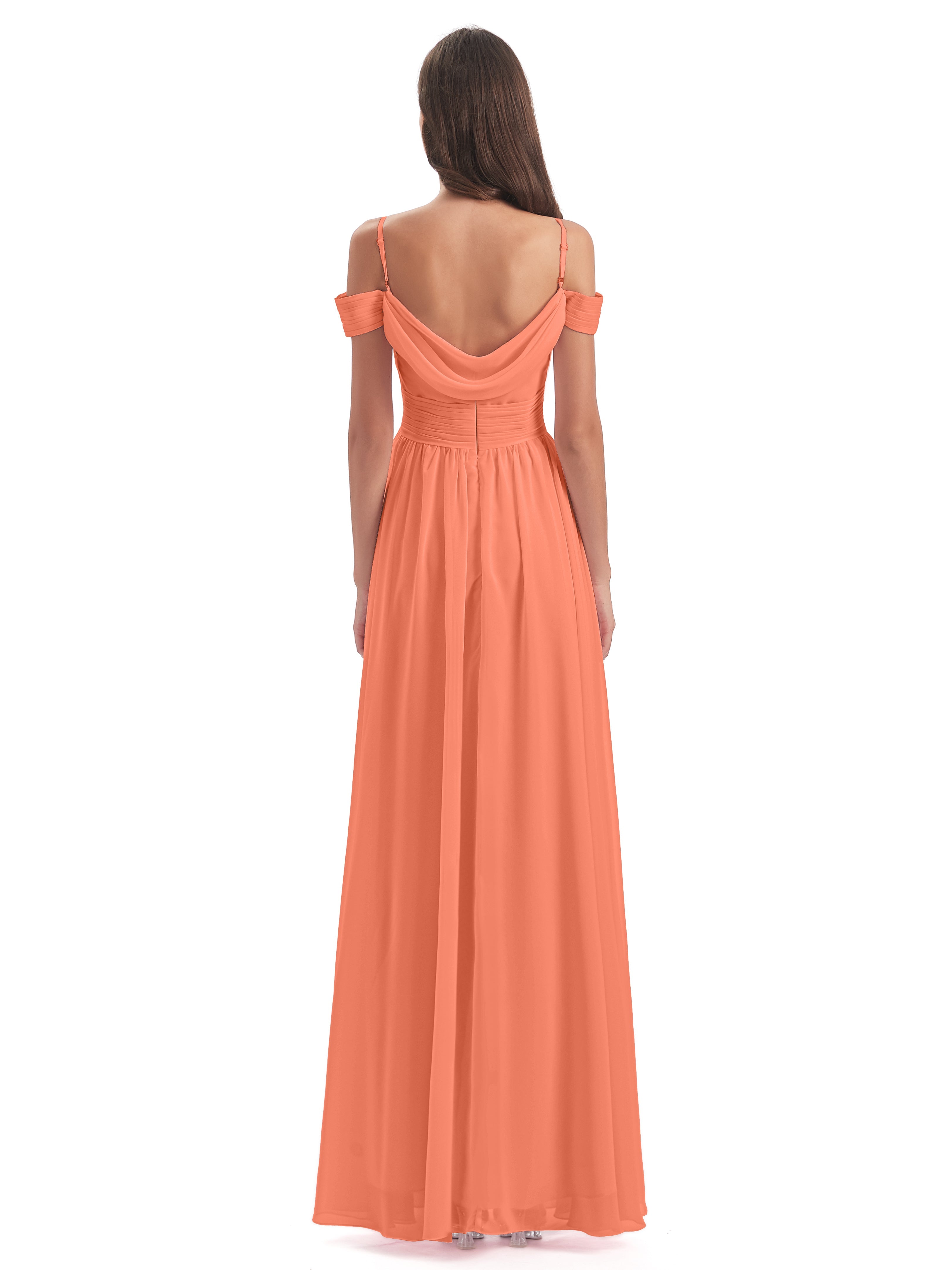 Robes De Demoiselle D'Honneur Coucher De Soleil Bretelles Spaghetti Trapèze Mousseline Robes Demoiselle D'Honneur