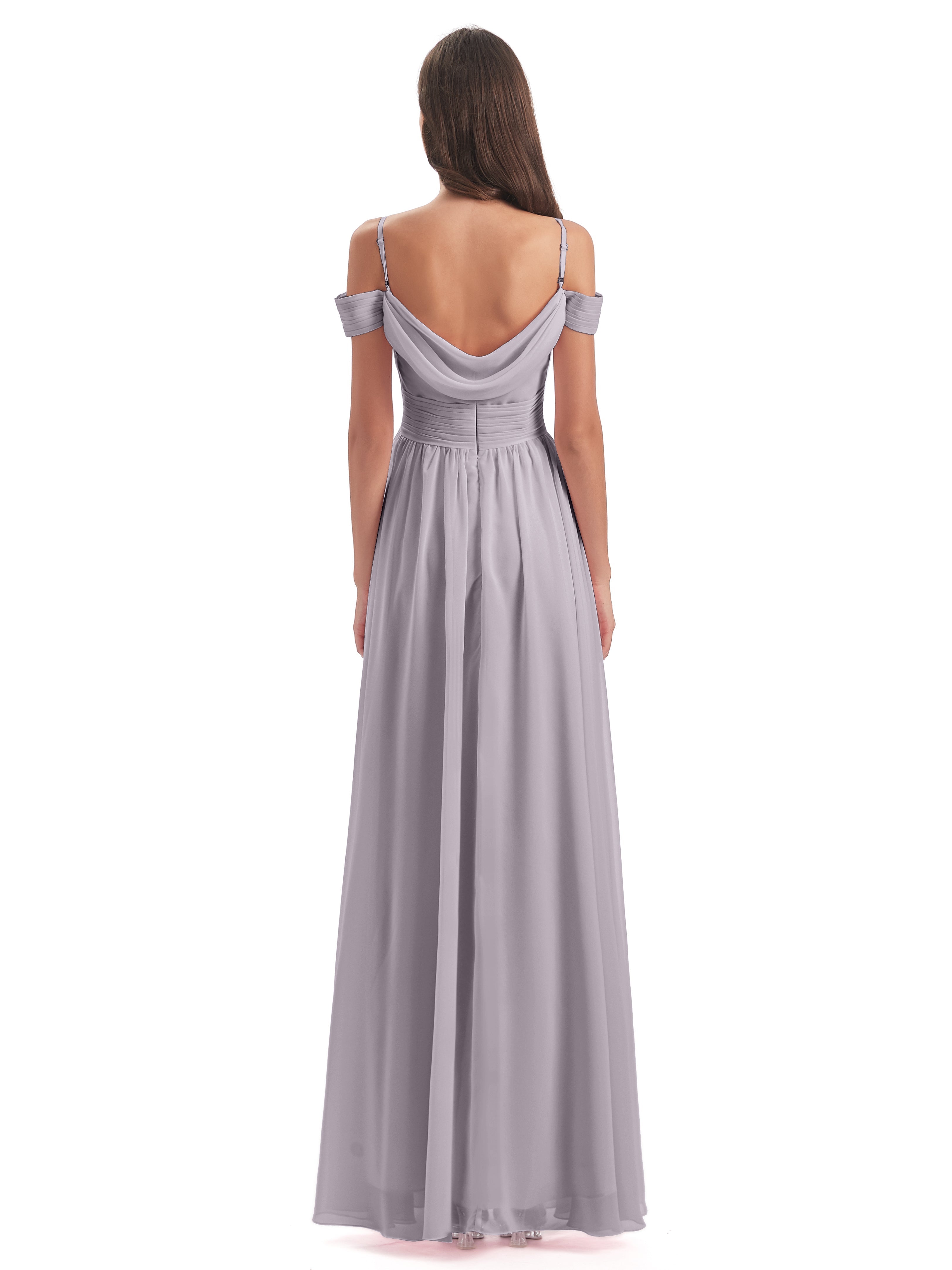 Robes De Demoiselle D'Honneur Couleur Crépuscule Bretelles Spaghetti Trapèze Mousseline Robes Demoiselle D'Honneur
