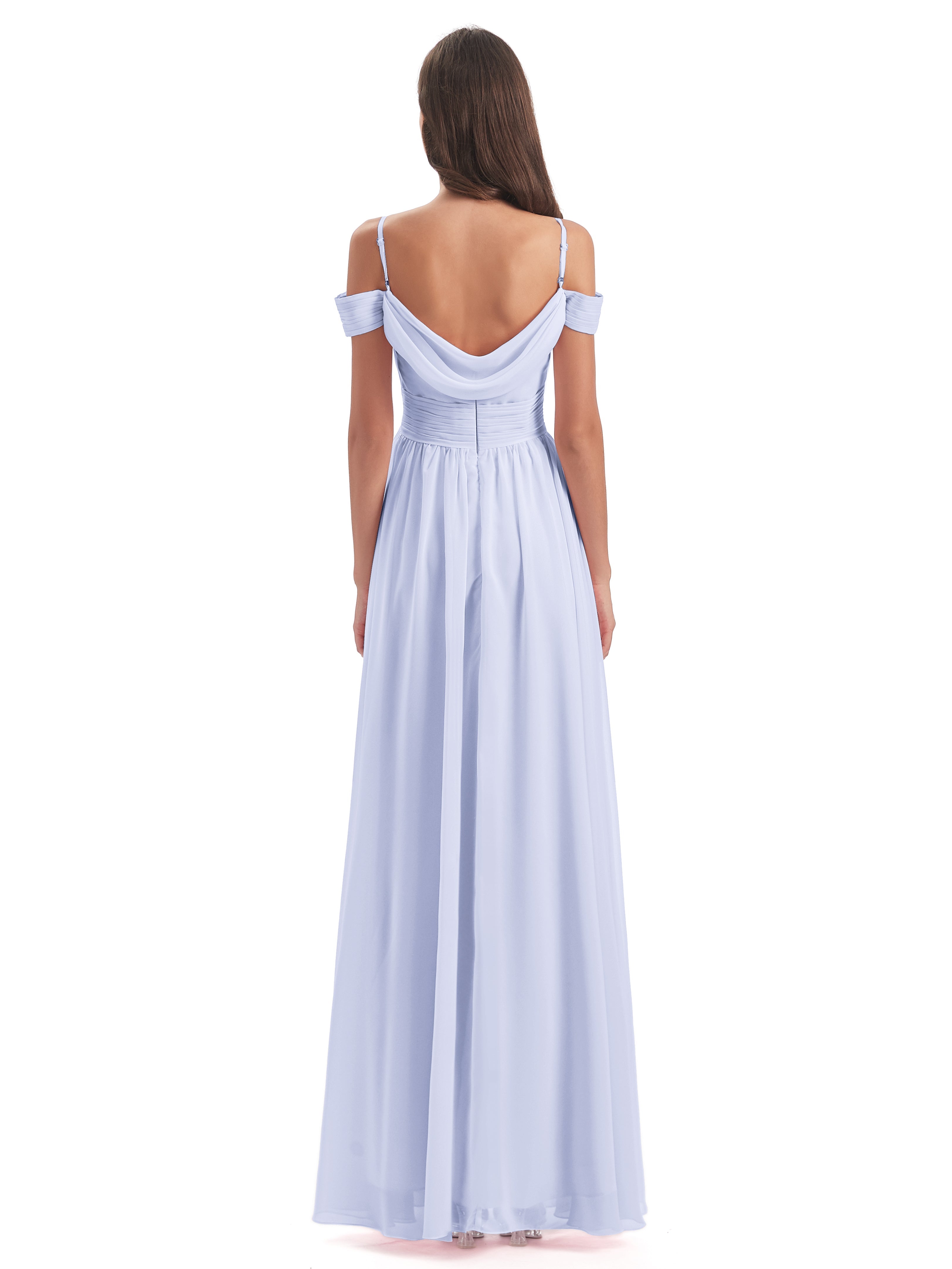 Robe De Demoiselle D'Honneur Lavande Bretelles Spaghetti Trapèze Mousseline Robes Demoiselle D'Honneur