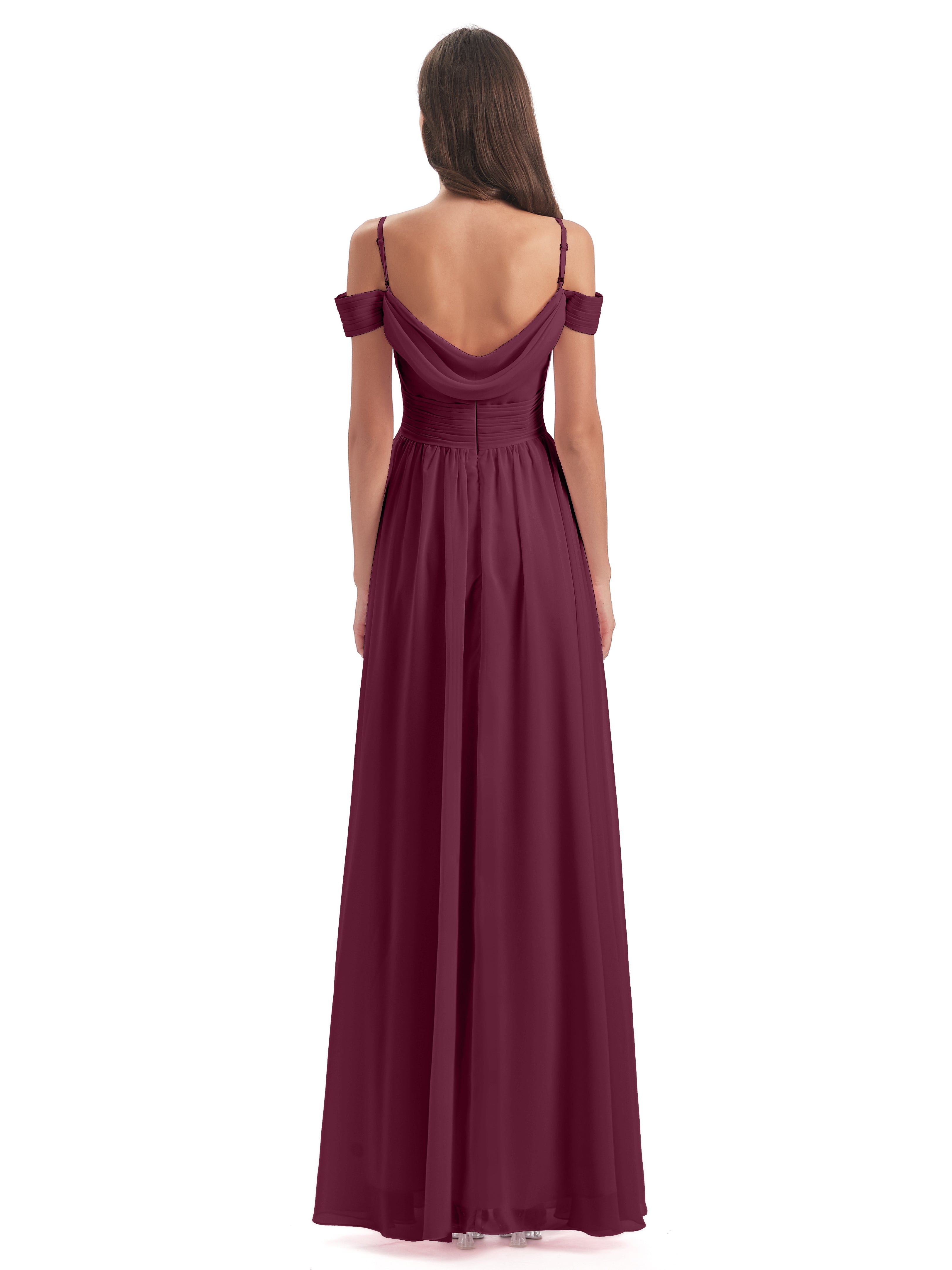 Robes De Demoiselle D'Honneur Mûre Bretelles Spaghetti Trapèze Mousseline Robes Demoiselle D'Honneur