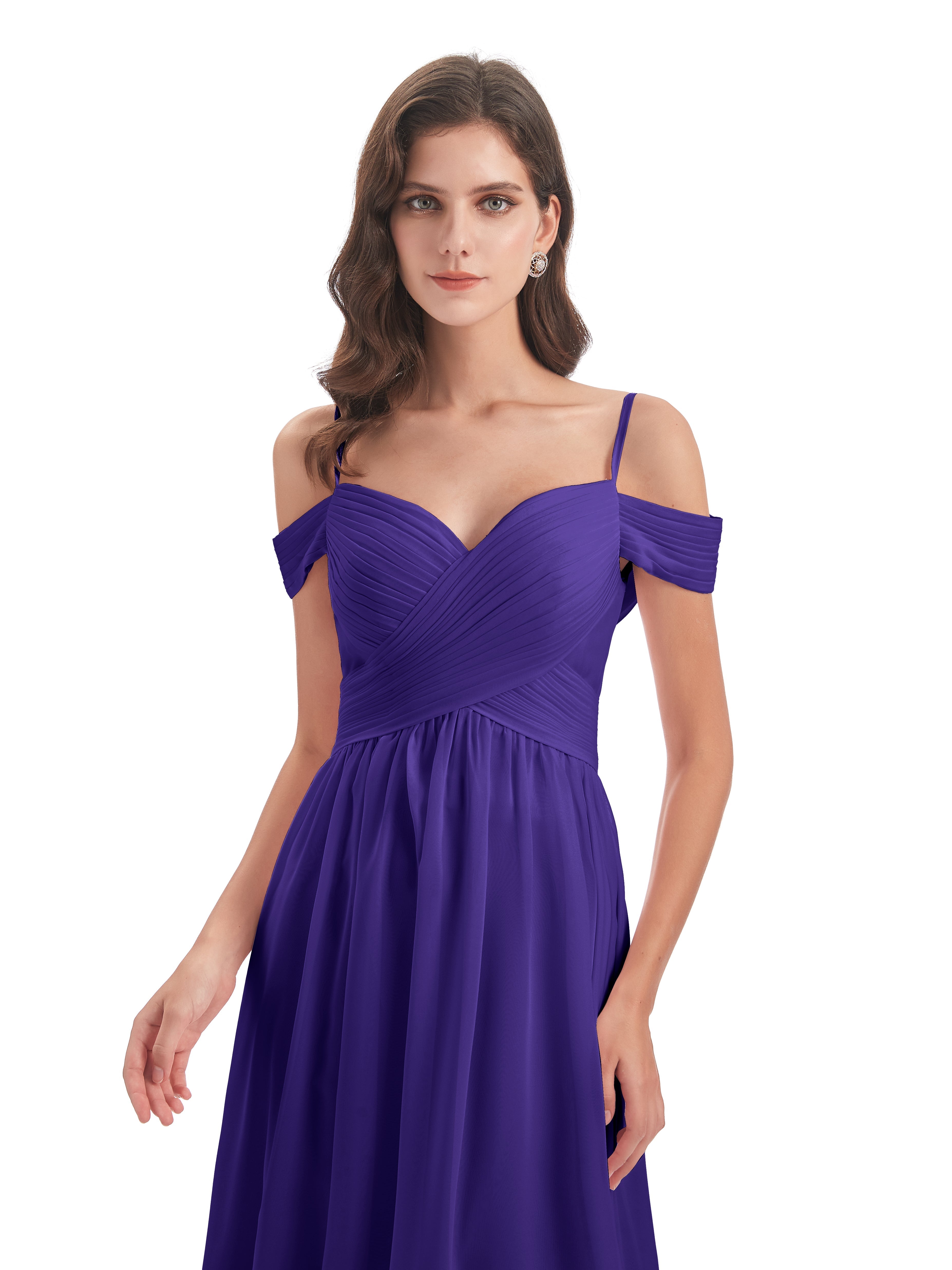 Robes De Demoiselle D'Honneur En Régence Bretelles Spaghetti Trapèze Mousseline Robes Demoiselle D'Honneur