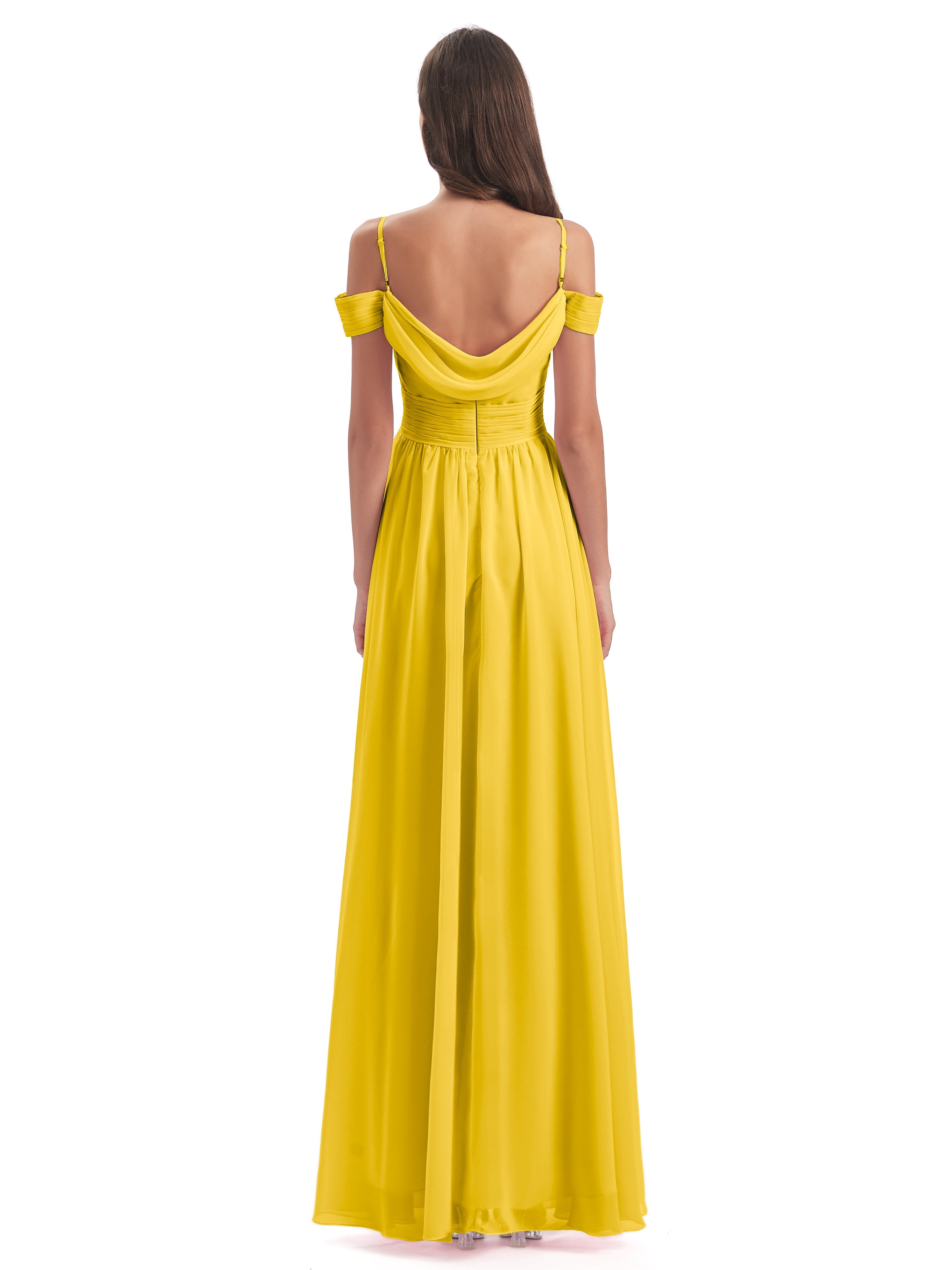Robe De Demoiselle D'Honneur Souci Bretelles Spaghetti Trapèze Mousseline Robes Demoiselle D'Honneur