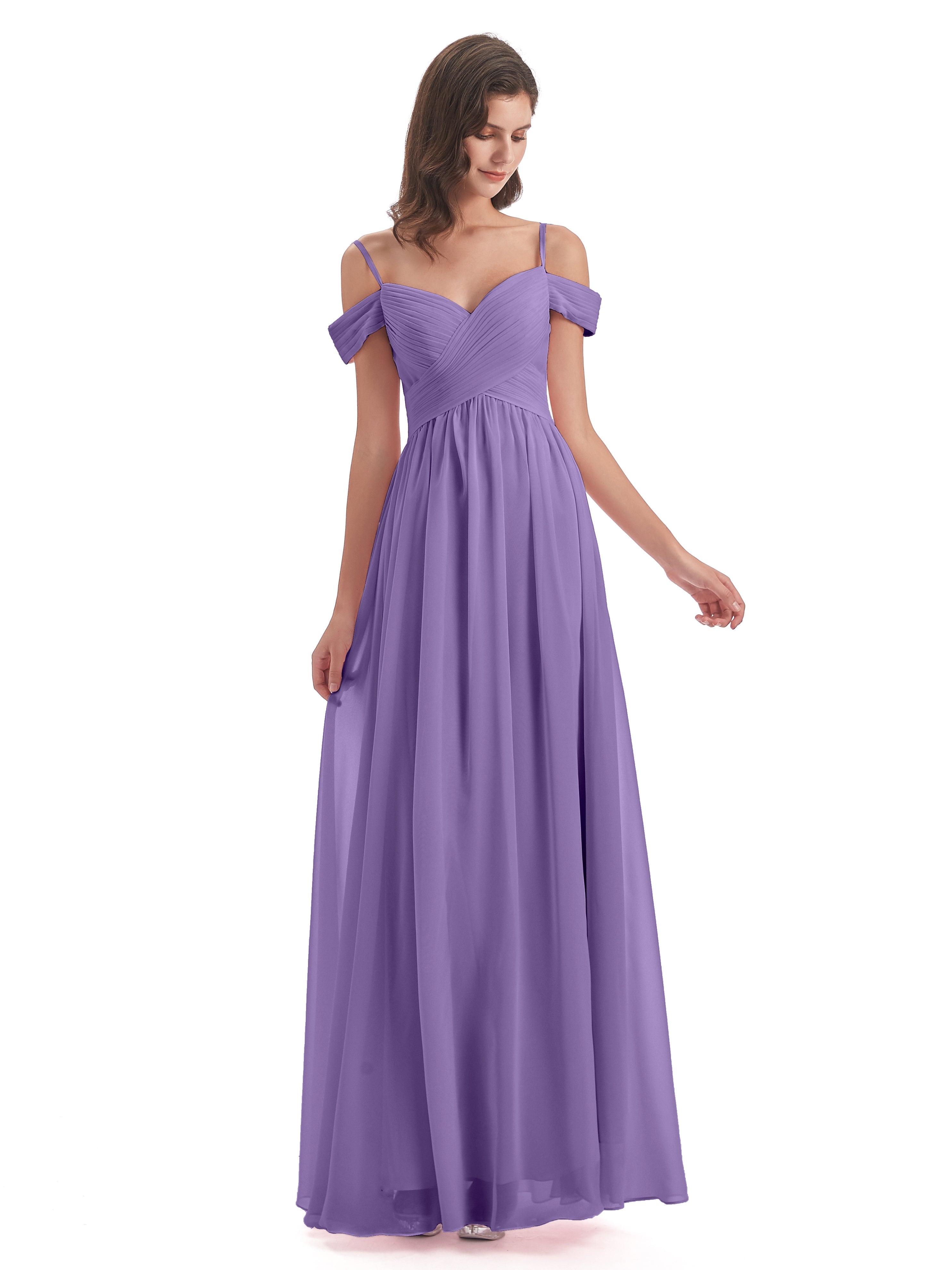Robes De Demoiselle D'Honneur Tahiti Bretelles Spaghetti Trapèze Mousseline Robes Demoiselle D'Honneur