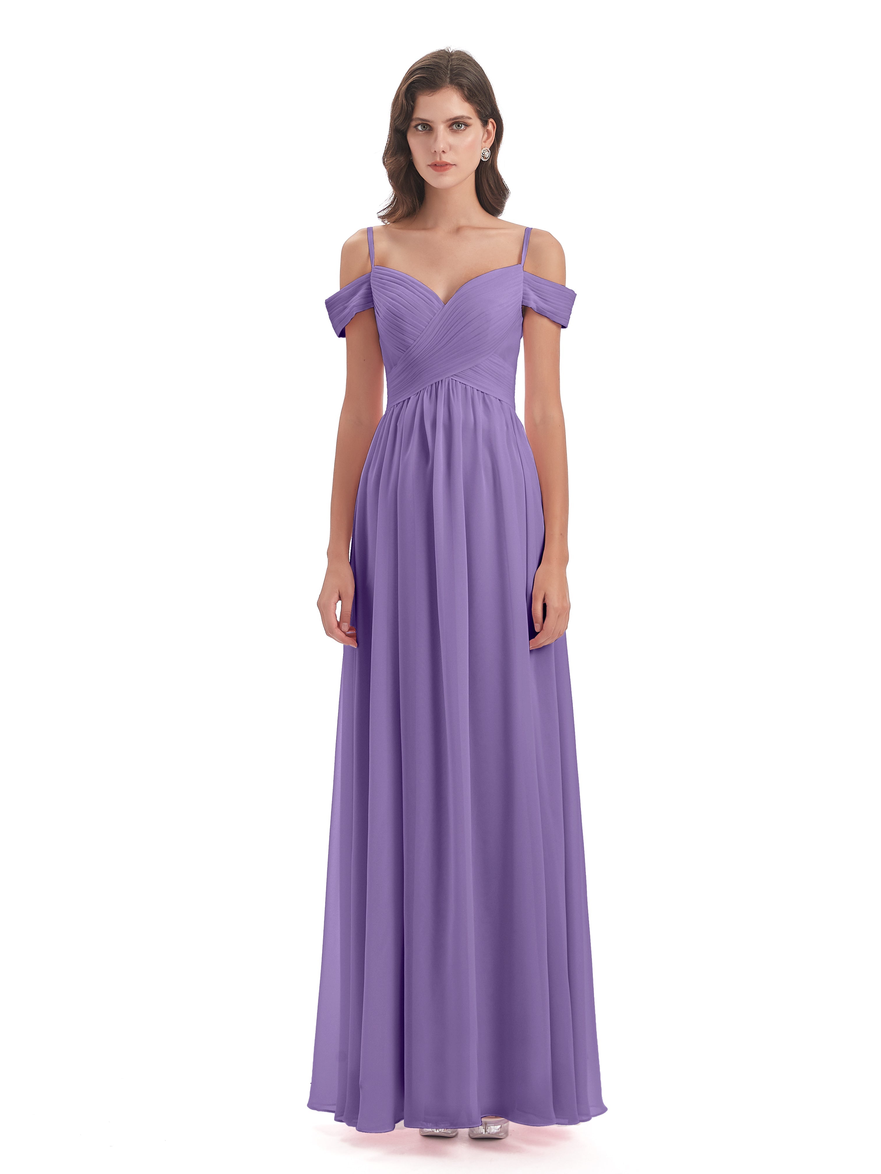 Robes De Demoiselle D'Honneur Tahiti Bretelles Spaghetti Trapèze Mousseline Robes Demoiselle D'Honneur