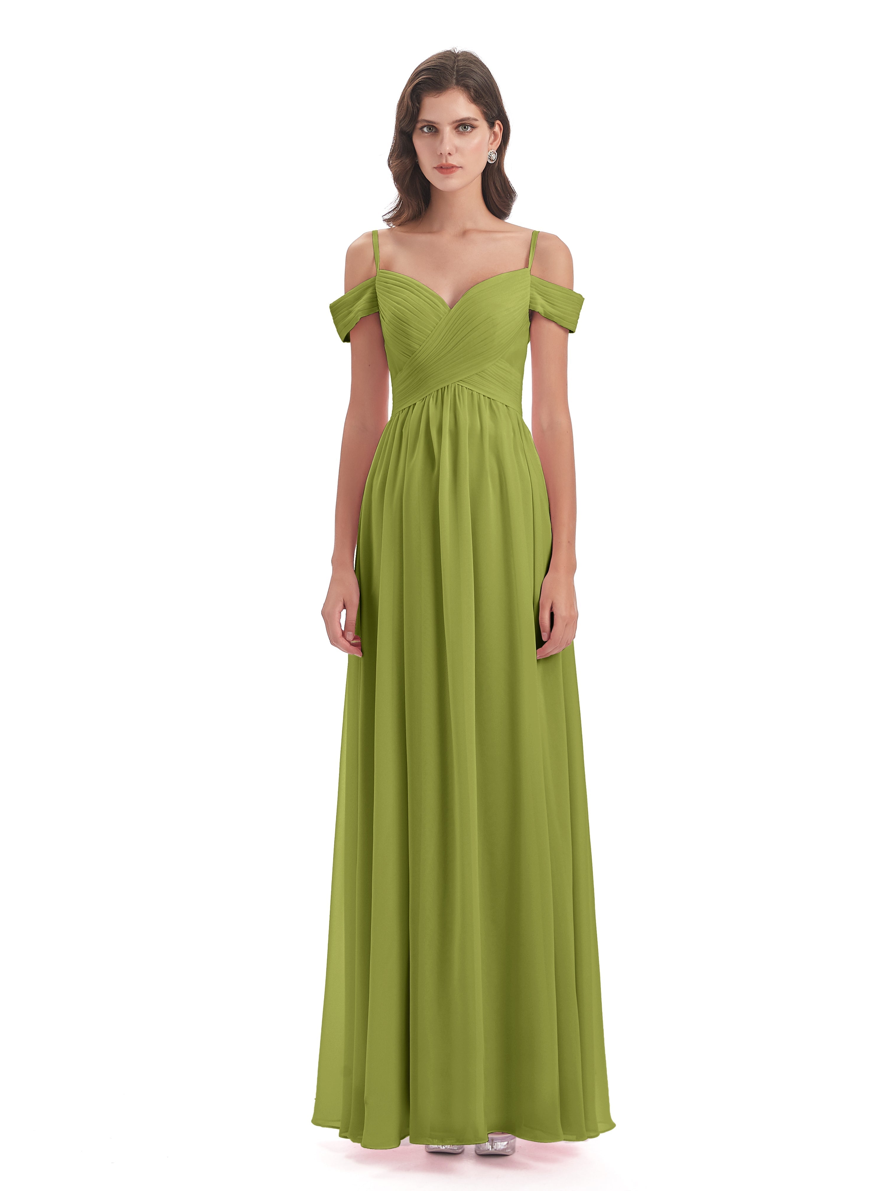 Robes De Demoiselle D'Honneur Trèfle Bretelles Spaghetti Trapèze Mousseline Robes Demoiselle D'Honneur