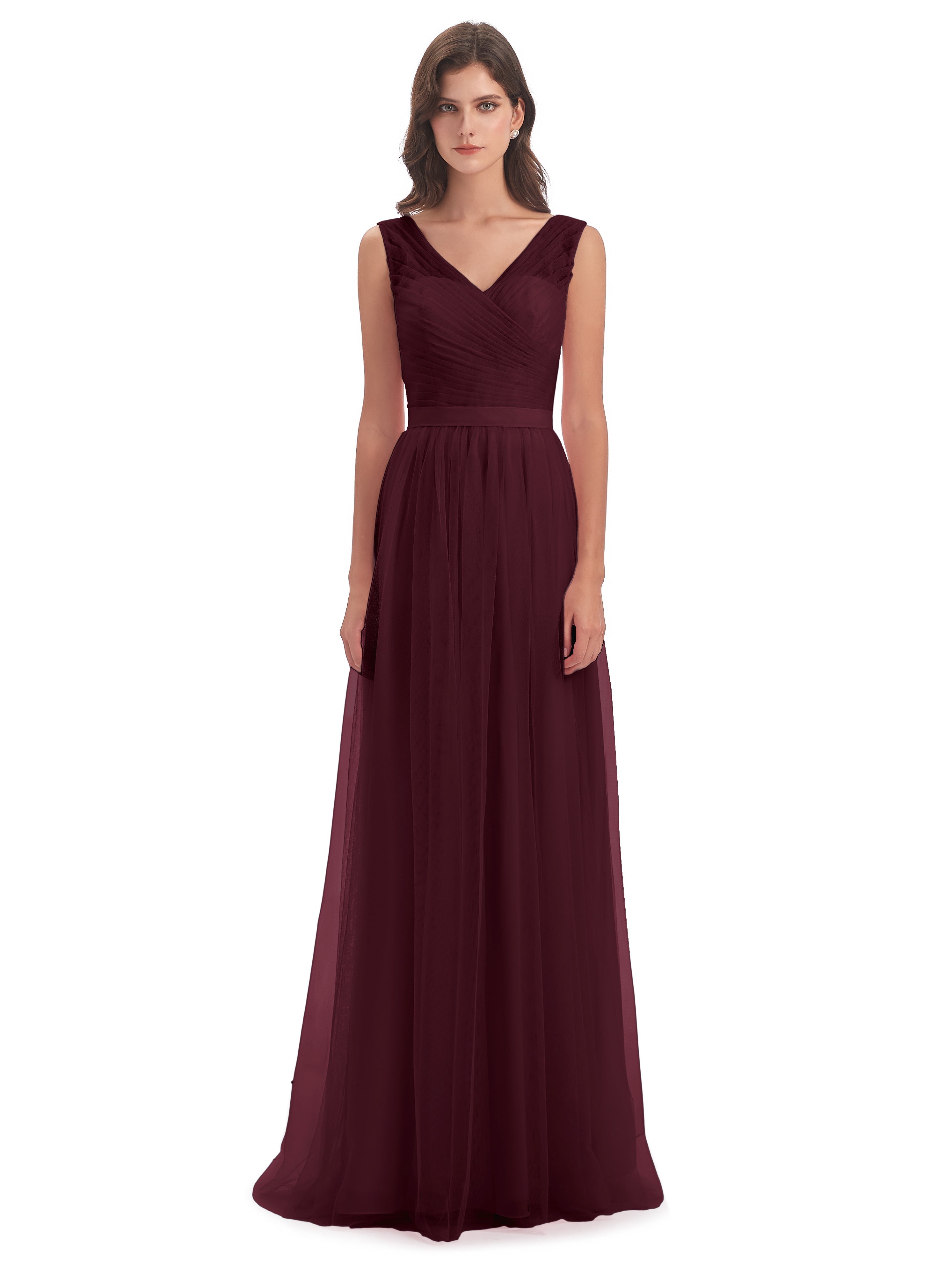 Robes De Demoiselle D'Honneur Cabernet Mila Dos En V Tulle Robes Demoiselle D'Honneur