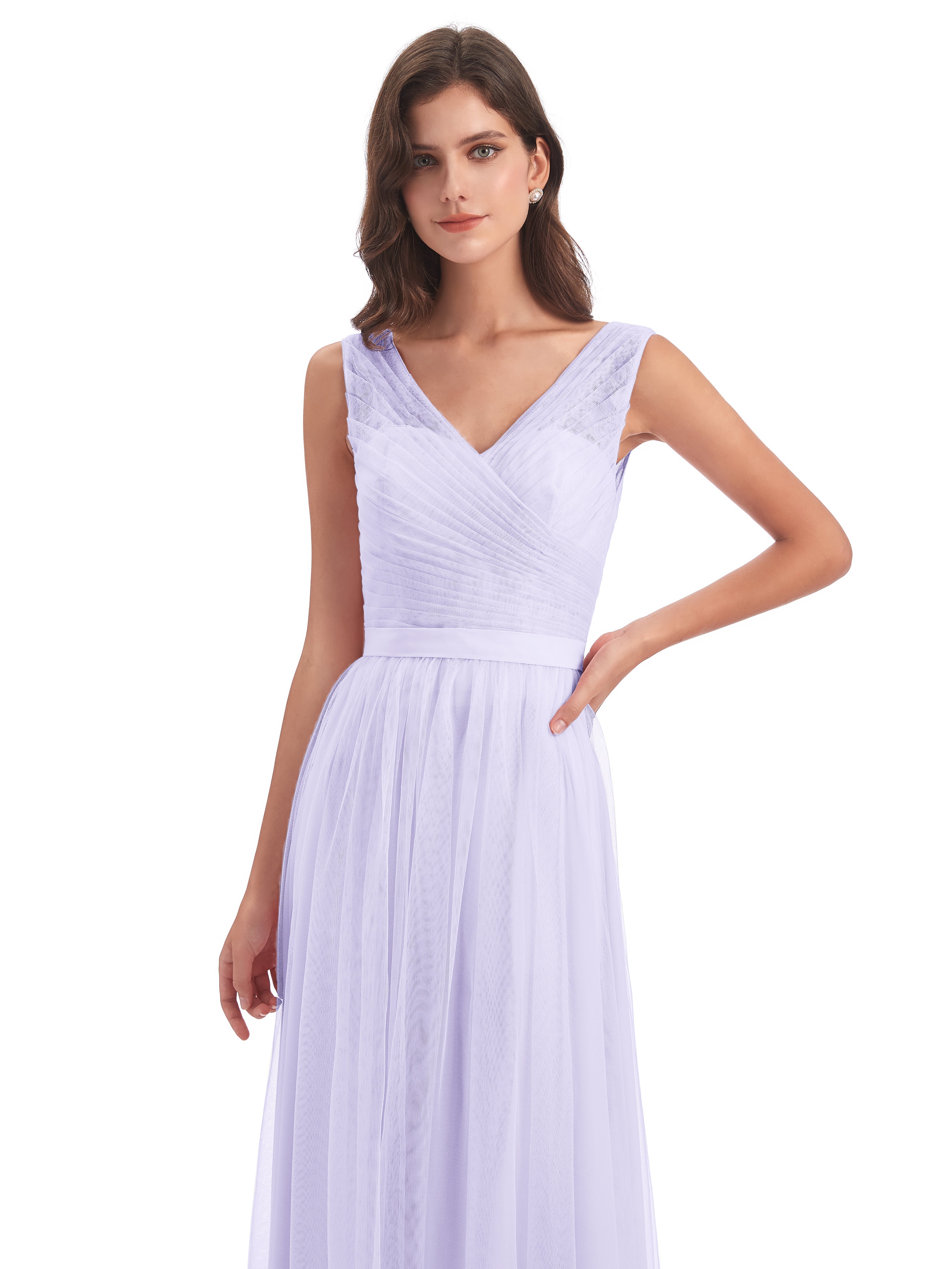 Robes De Demoiselle D'Honneur Lilas Mila Dos En V Tulle Robes Demoiselle D'Honneur