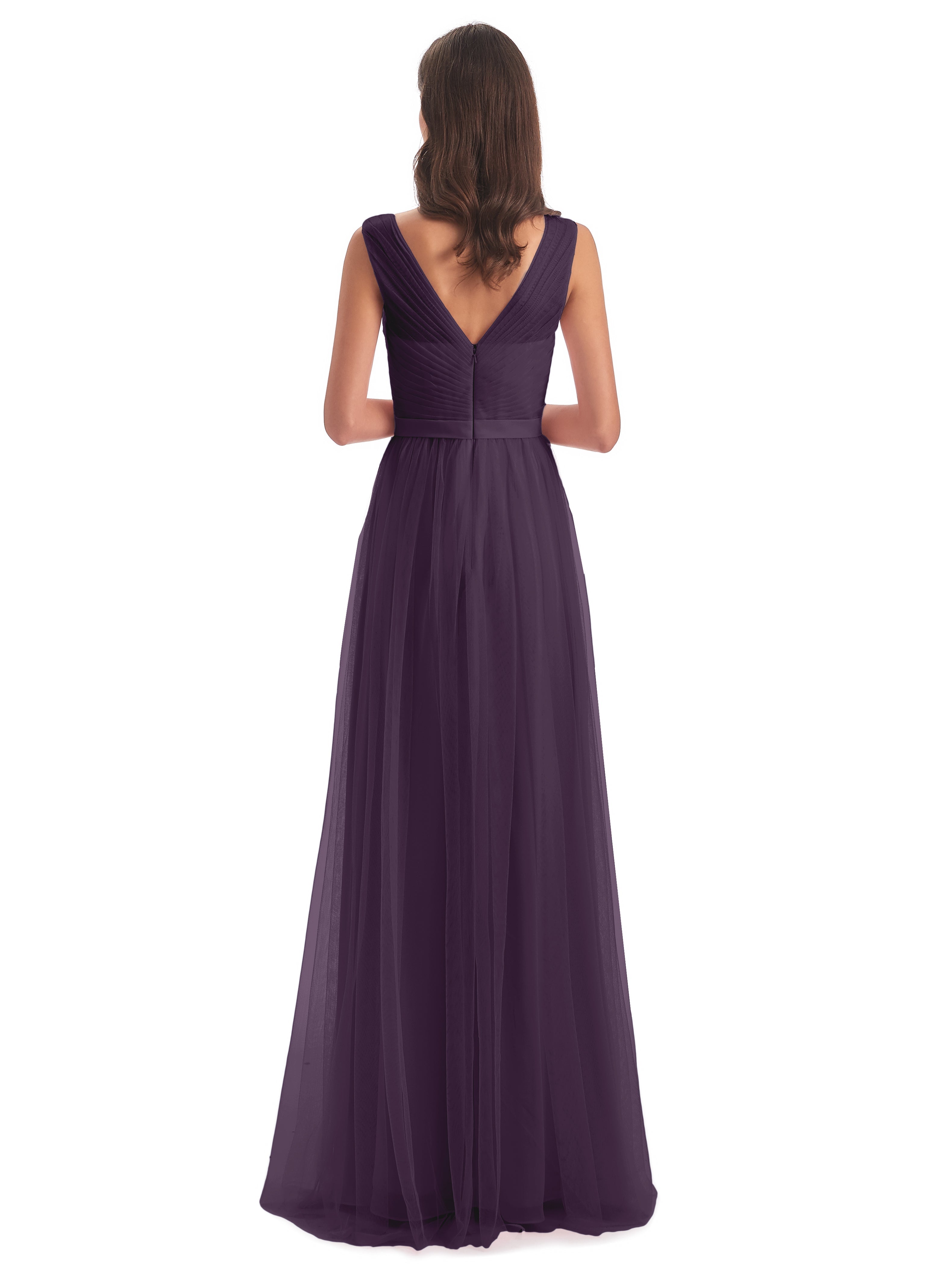 Robe De Demoiselle D'Honneur En Plum Mila Dos En V Tulle Robes Demoiselle D'Honneur
