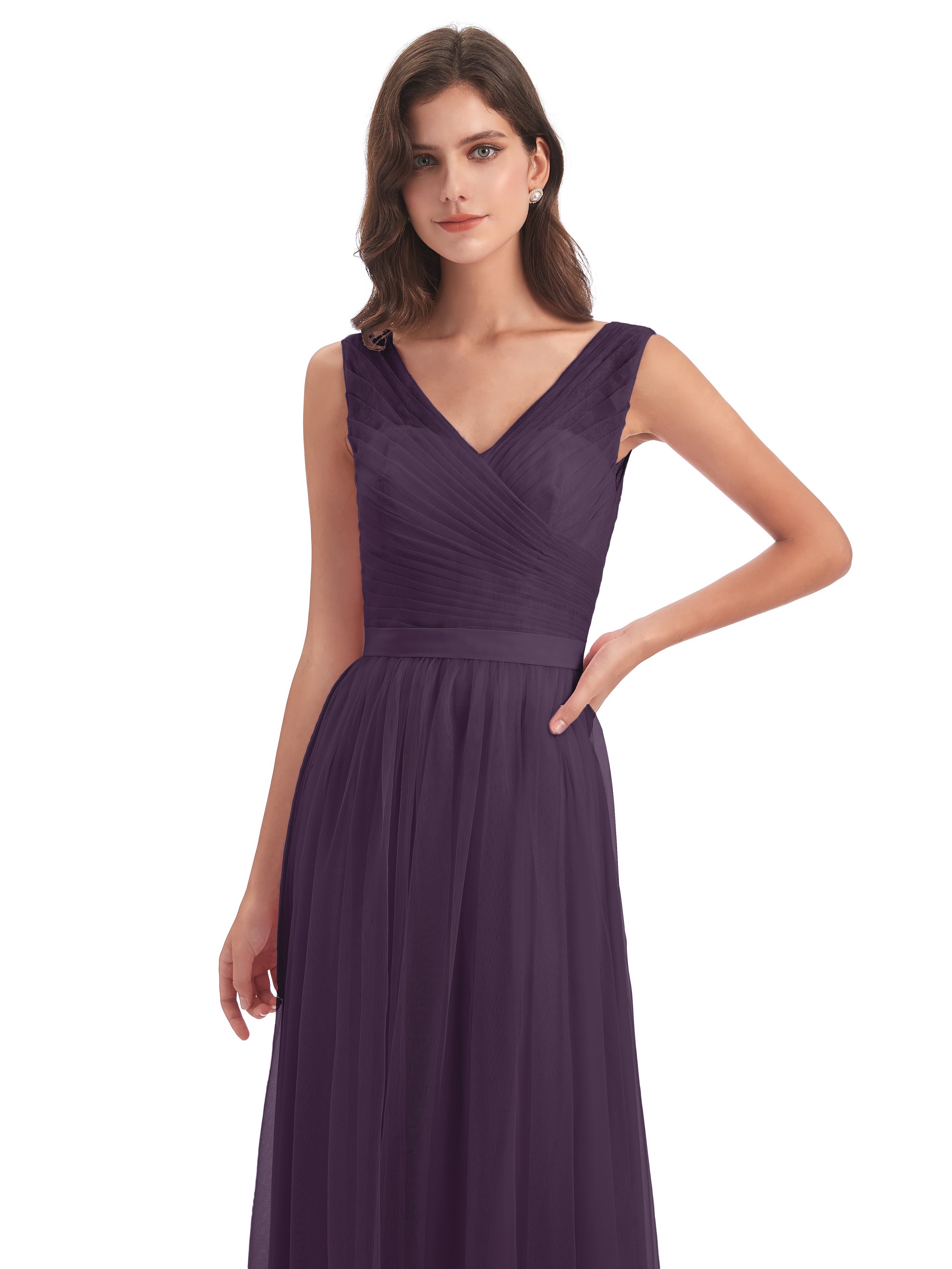 Robe De Demoiselle D'Honneur En Plum Mila Dos En V Tulle Robes Demoiselle D'Honneur