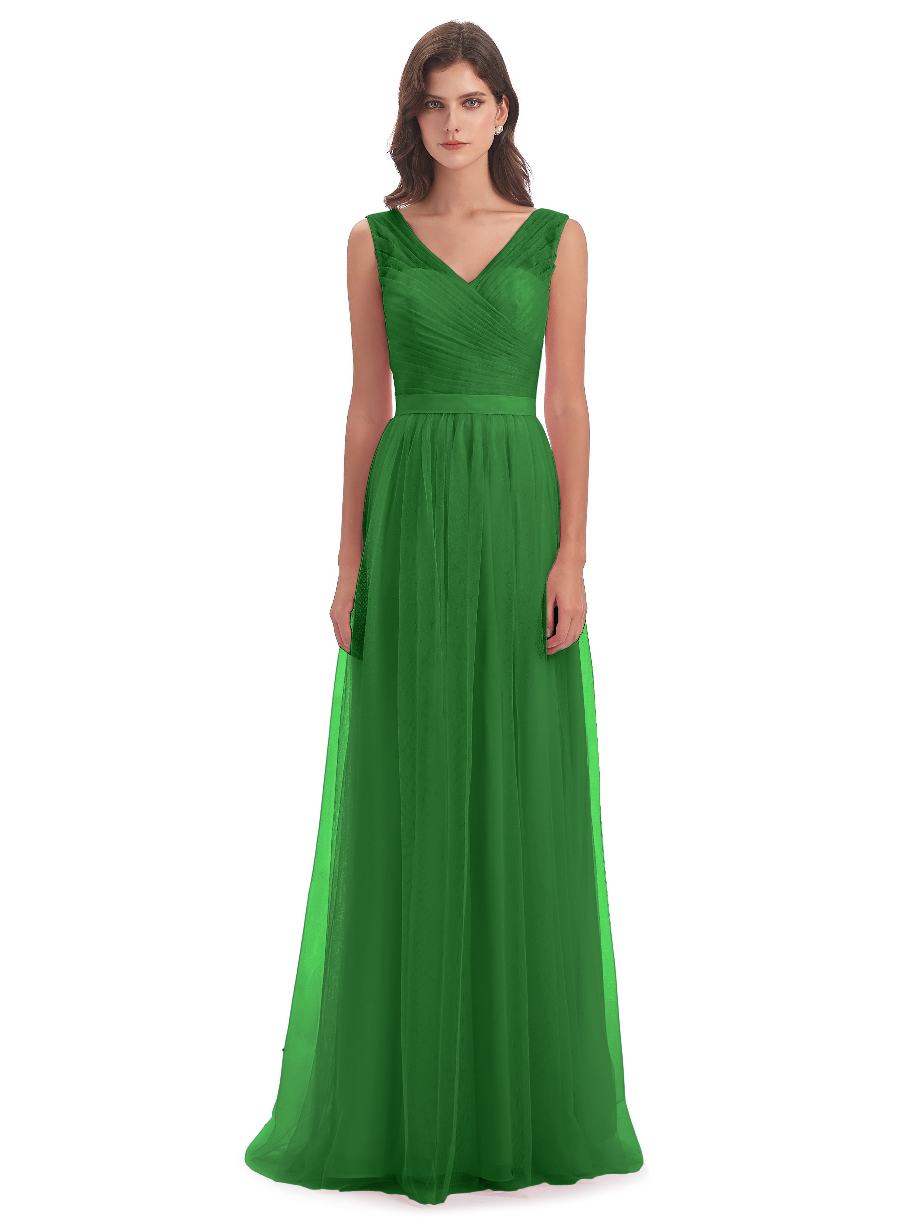 Robe De Demoiselle D Honneur Vert Mila Dos En V Tulle Robes Demoiselle D'Honneur
