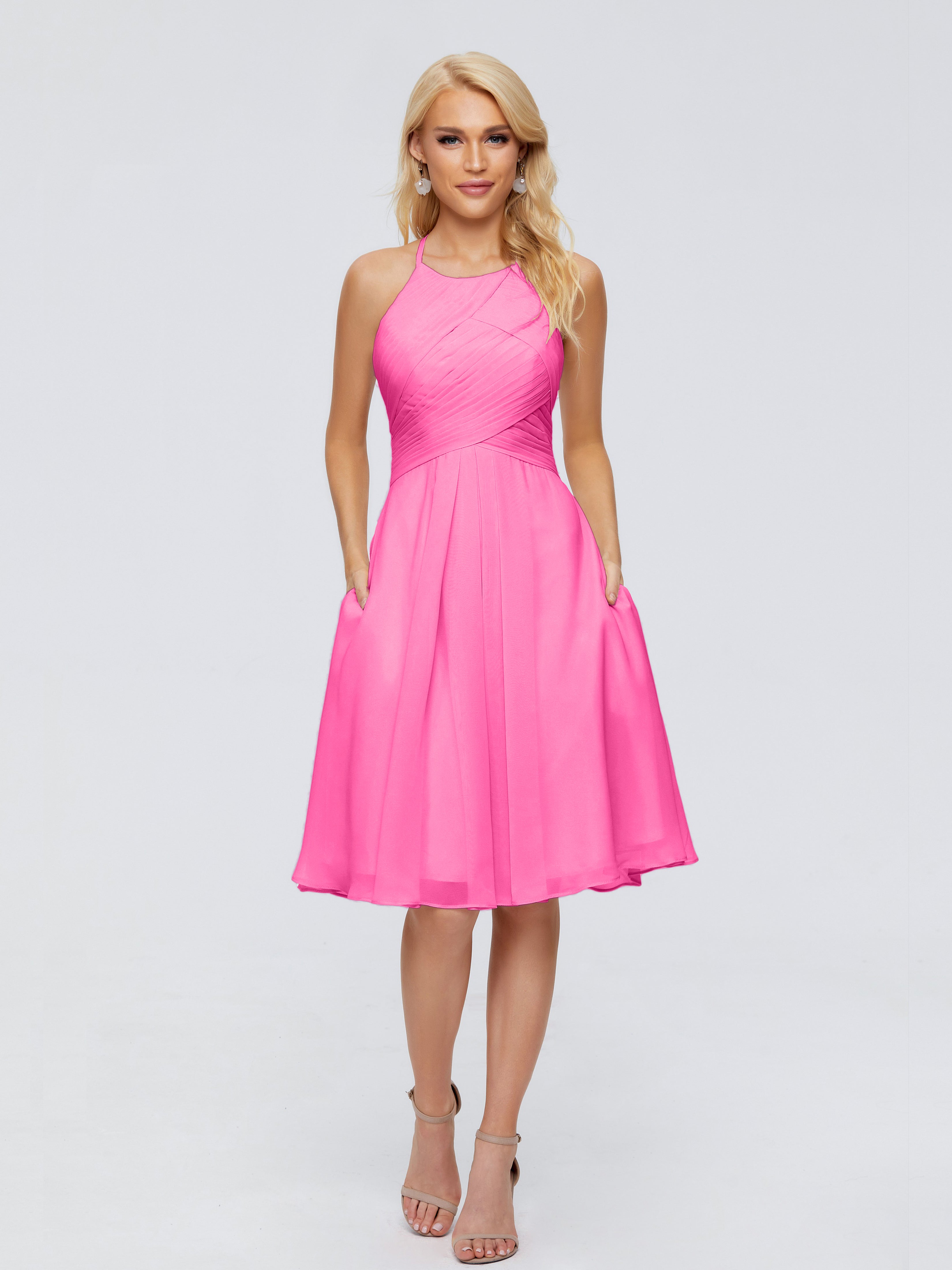 Robe Demoiselle D Honneur Azalée Licou Longueur Genou Robes Demoiselle D'Honneur