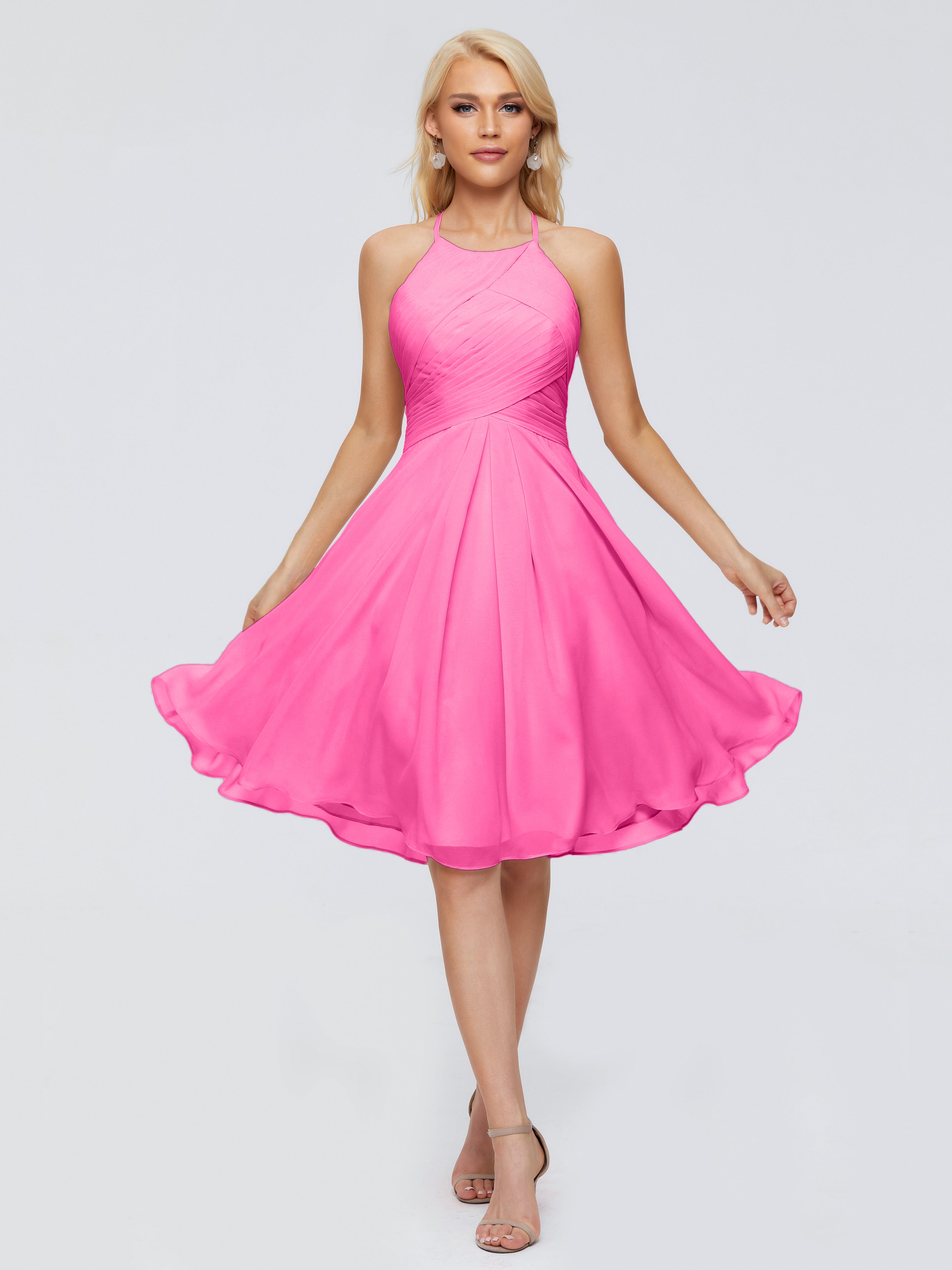 Robe Demoiselle D Honneur Azalée Licou Longueur Genou Robes Demoiselle D'Honneur