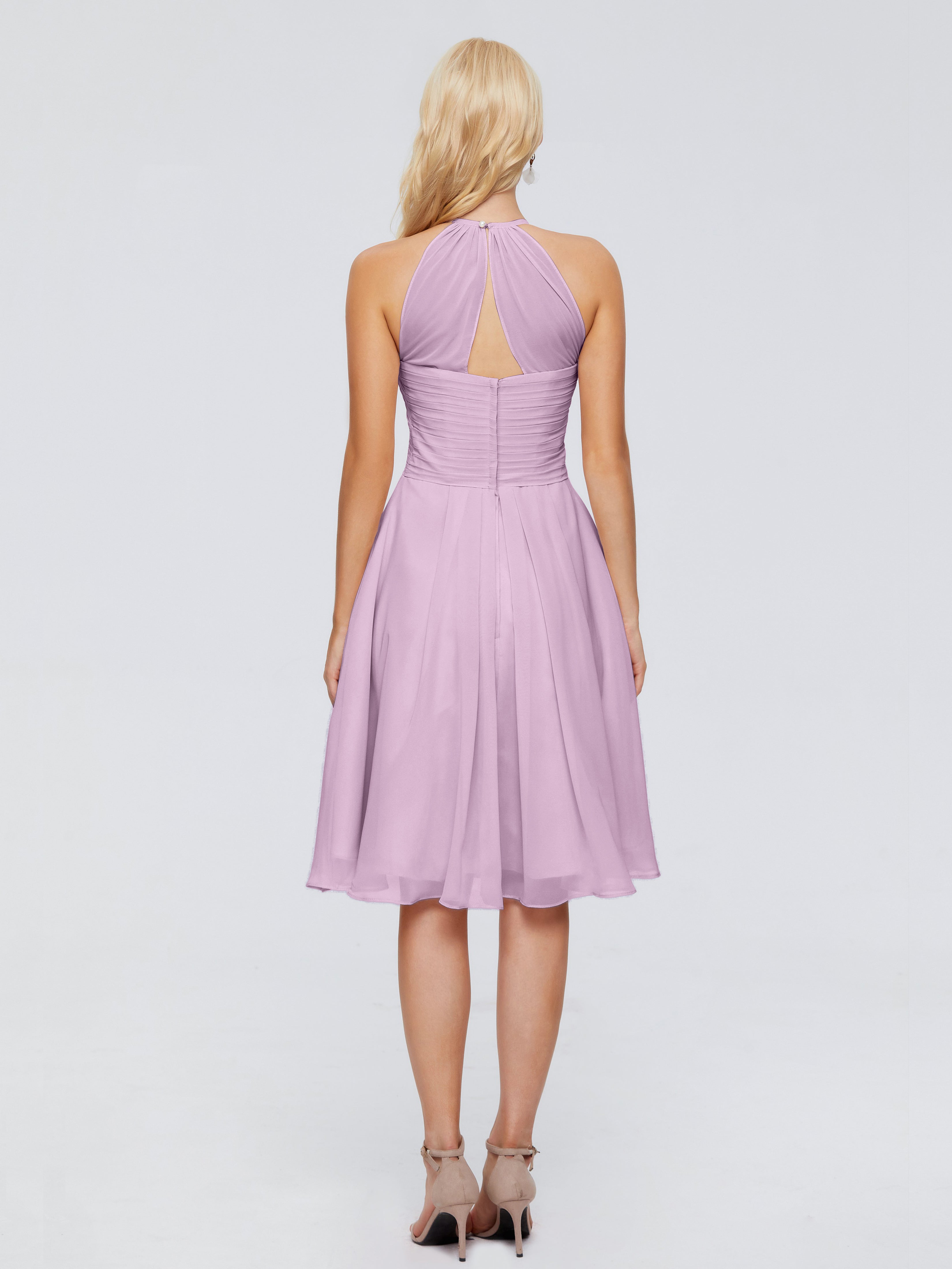 Robes De Demoiselle D'Honneur Glycine Licou Longueur Genou Robes Demoiselle D'Honneur
