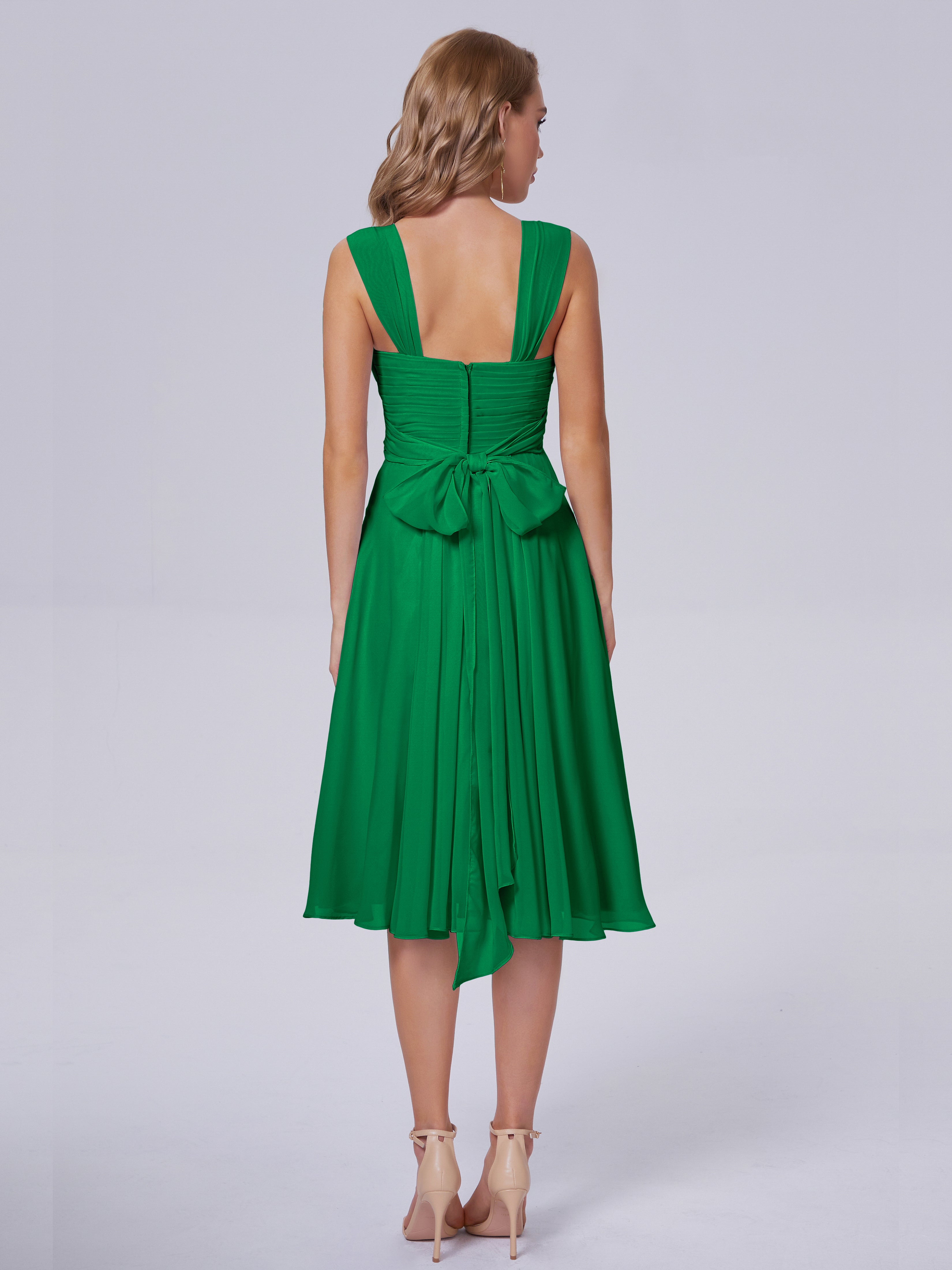 Bridal Robe Demoiselle D Honneur Vert Emeraude Abordable Bretelles Courtes Mousseline Robes Demoiselle D'Honneur