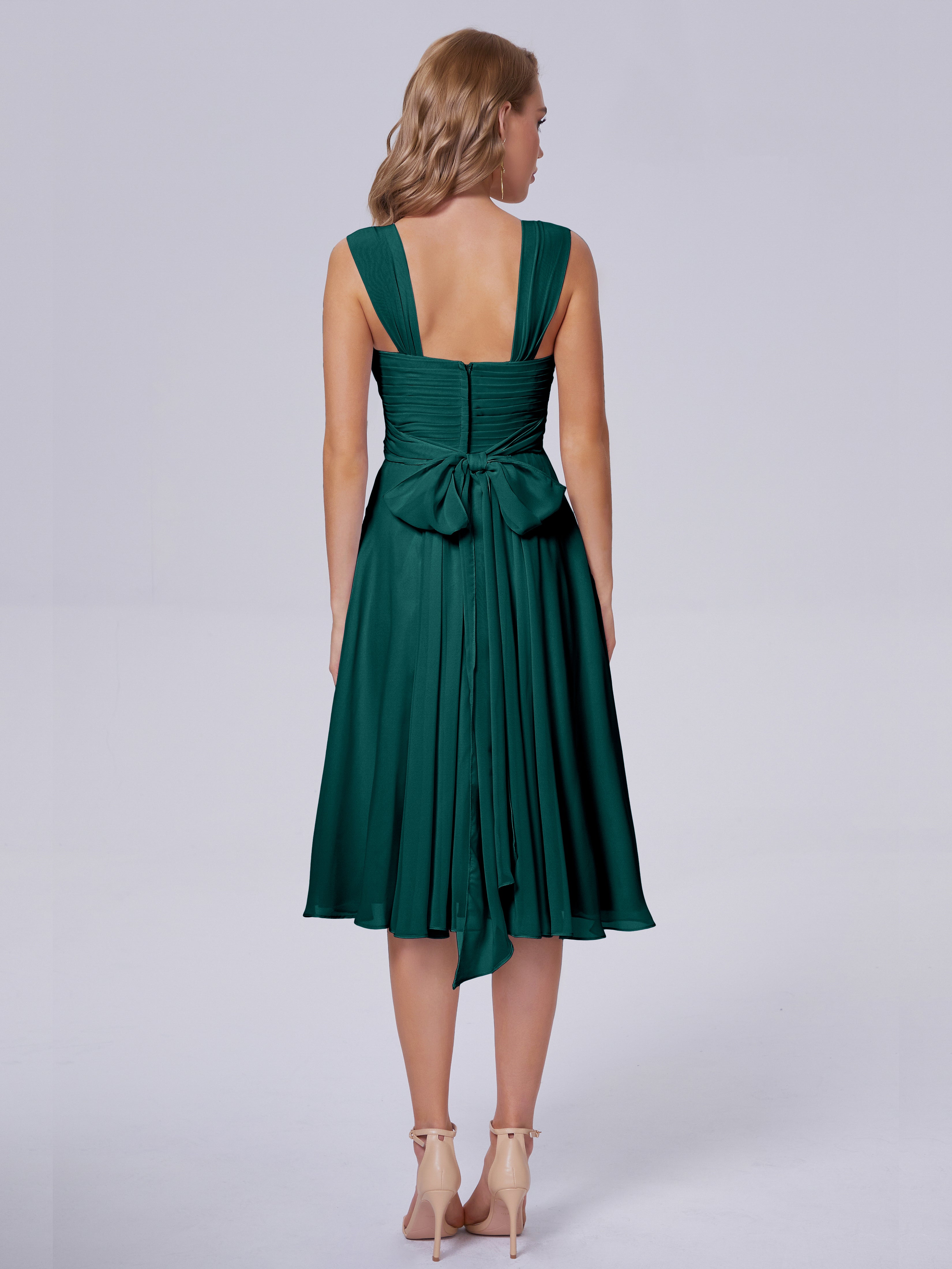 Robes De Demoiselle D'Honneur En Mousseline De Paon Abordable Bretelles Courtes Mousseline Robes Demoiselle D'Honneur