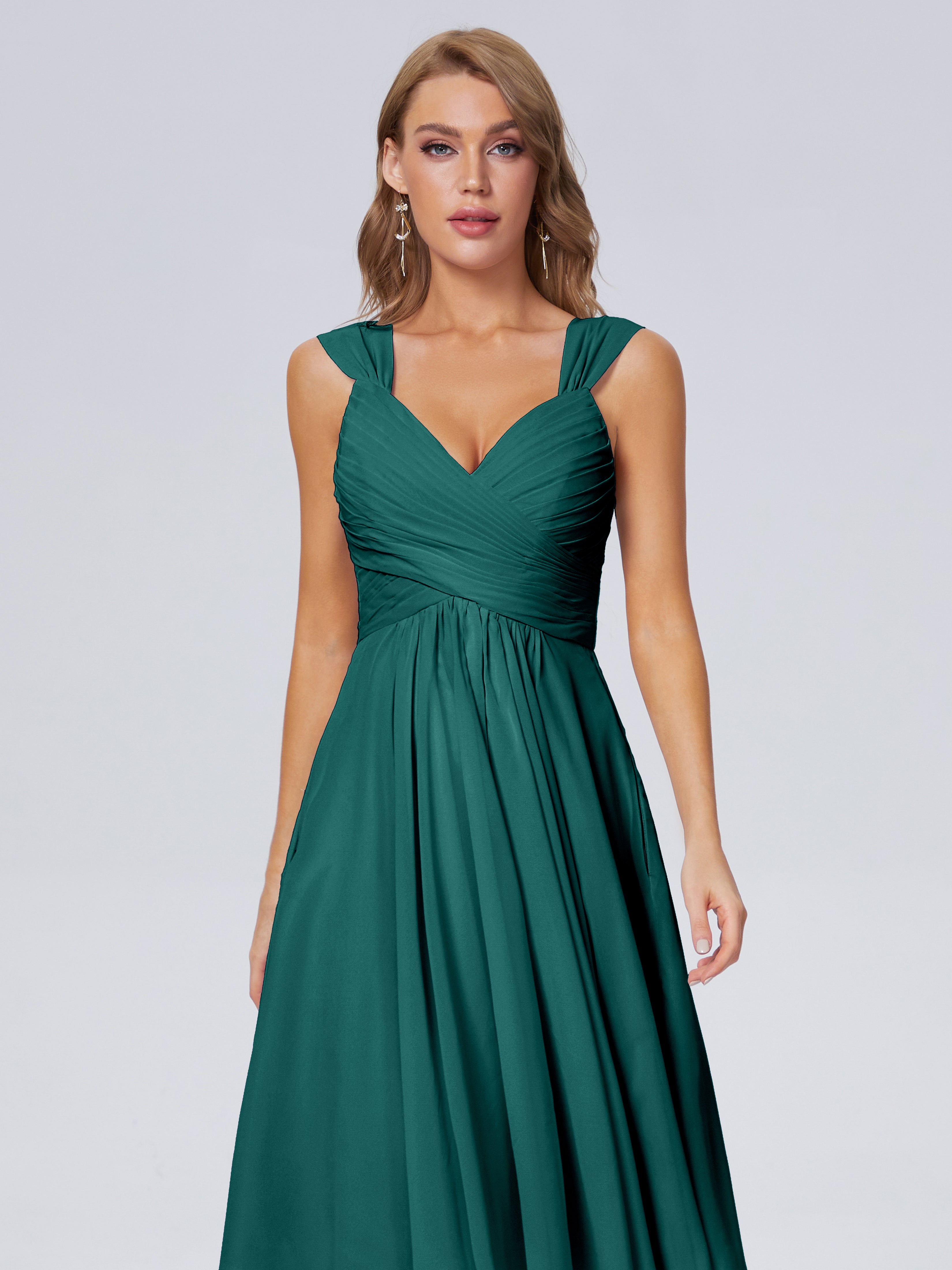 Robes De Demoiselle D'Honneur En Mousseline De Paon Abordable Bretelles Courtes Mousseline Robes Demoiselle D'Honneur