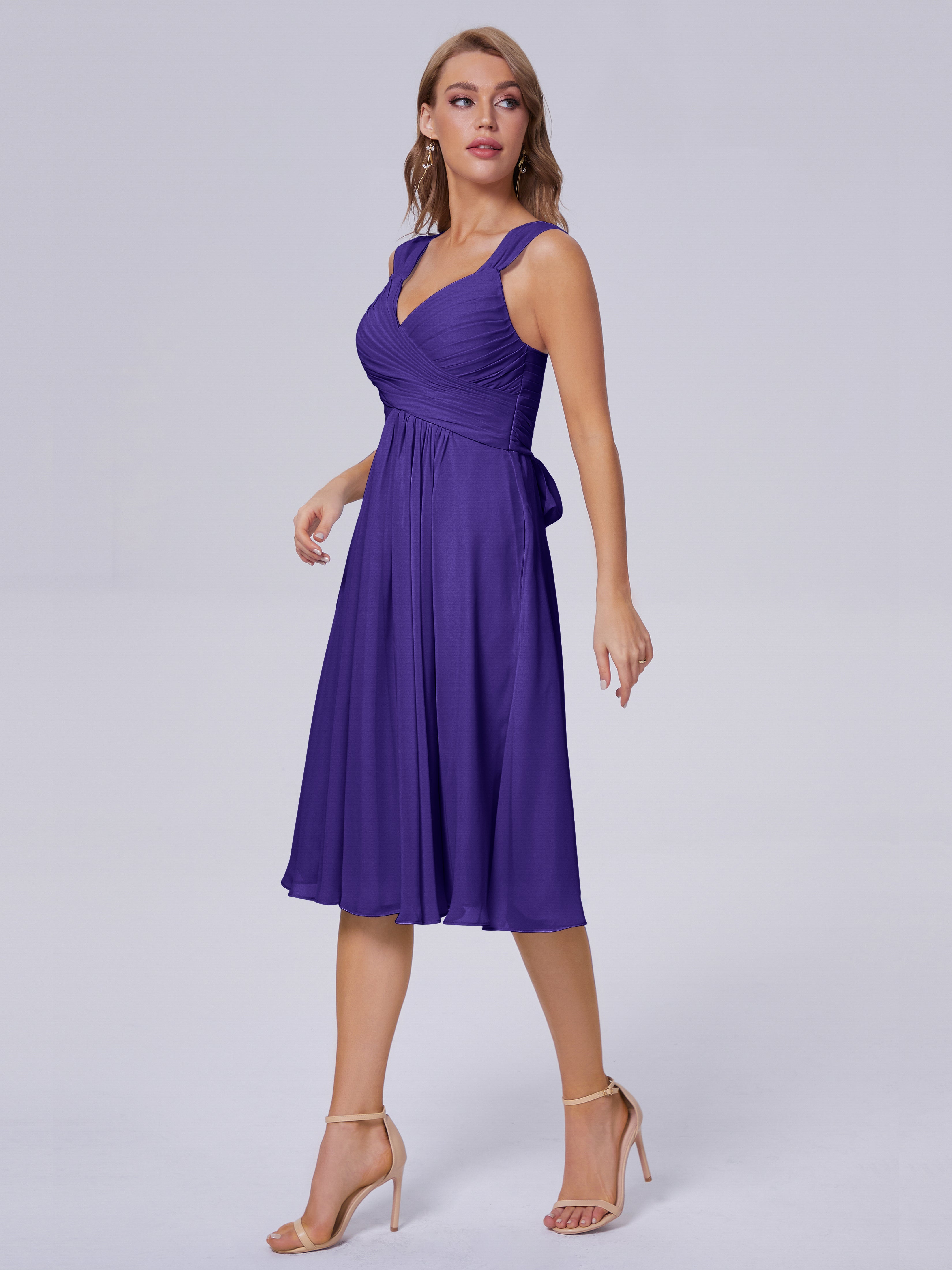 Robes De Demoiselle D'Honneur En Régence Abordable Bretelles Courtes Mousseline Robes Demoiselle D'Honneur