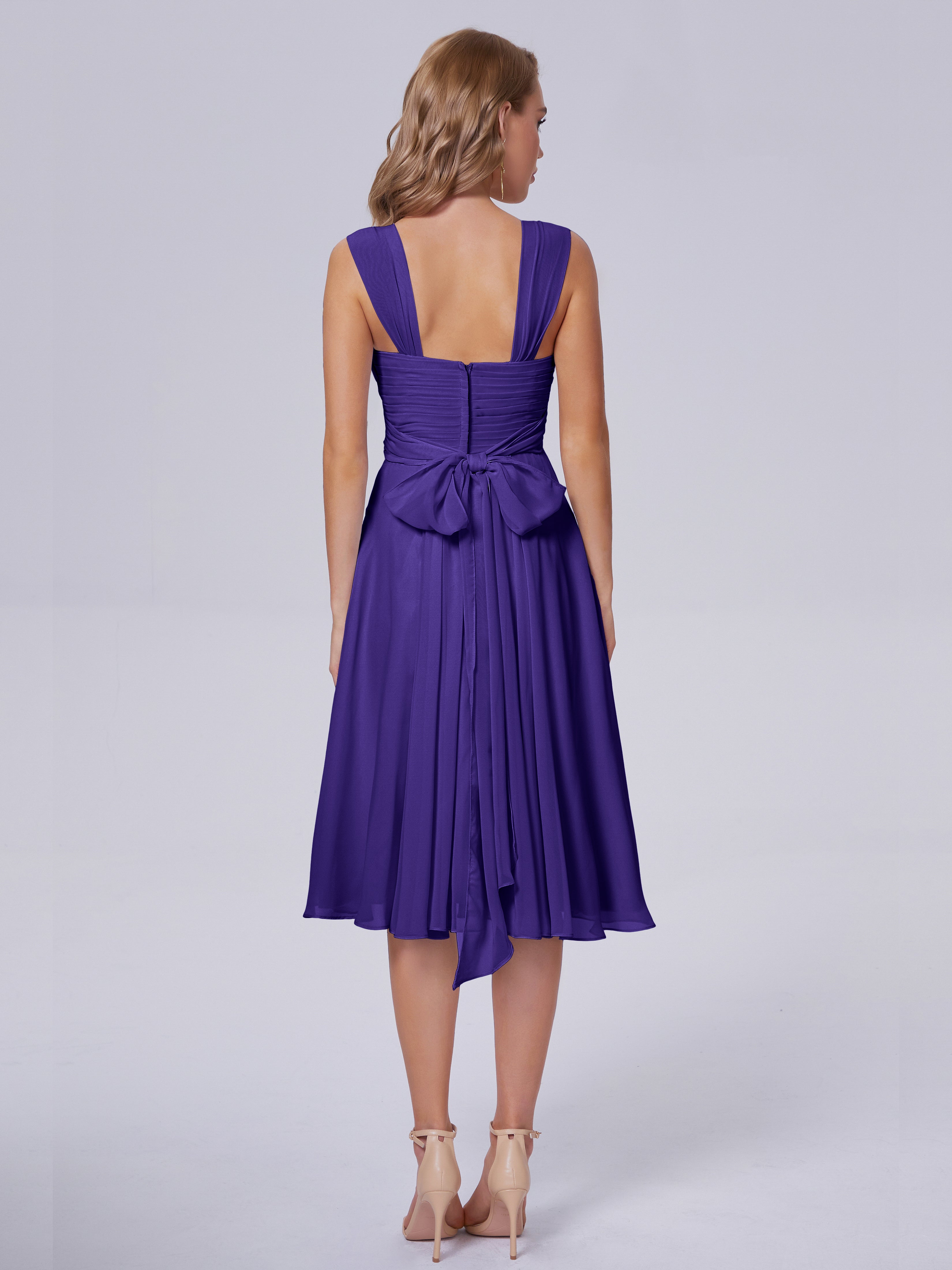 Robes De Demoiselle D'Honneur En Régence Abordable Bretelles Courtes Mousseline Robes Demoiselle D'Honneur