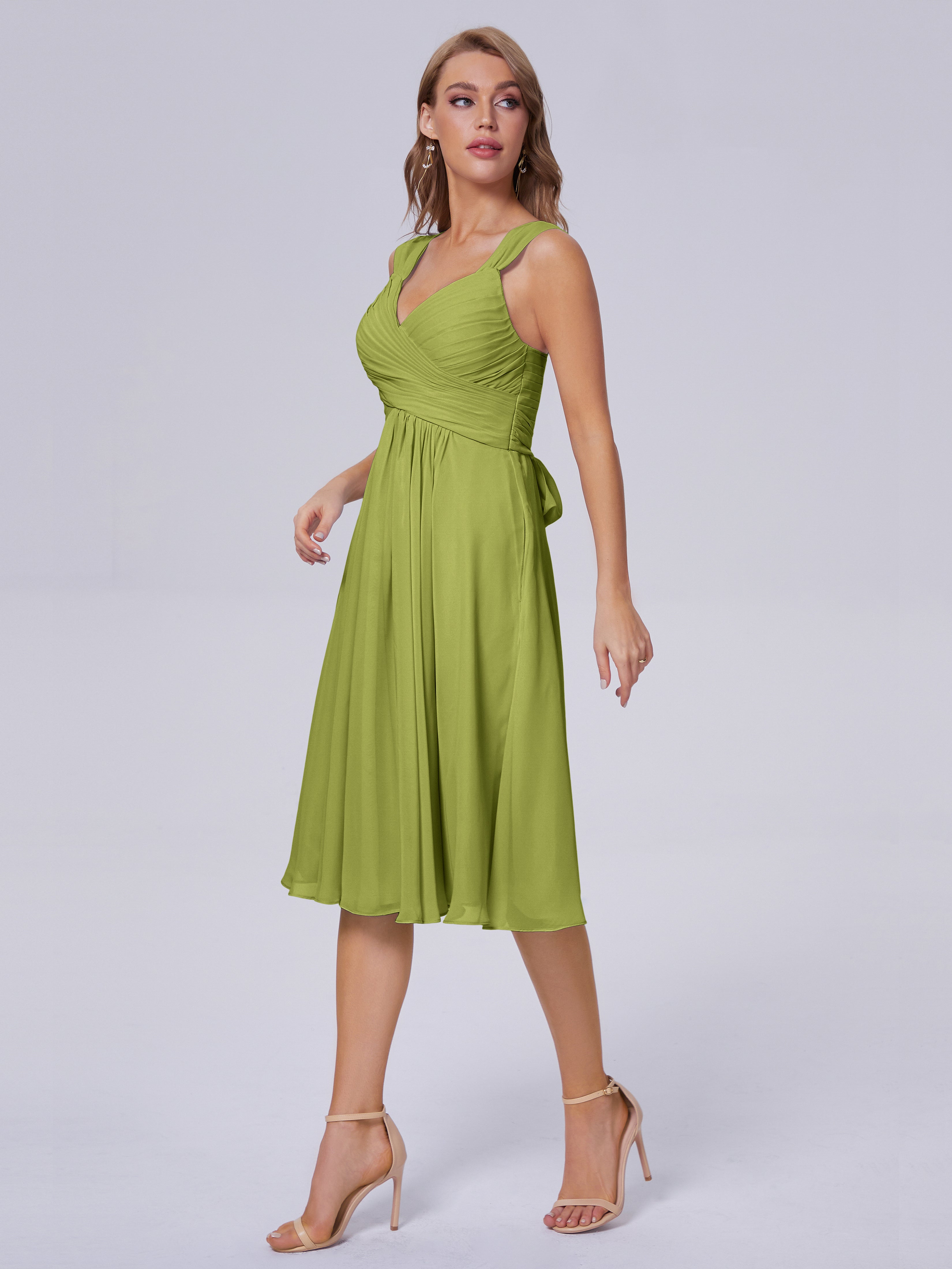 Robes De Demoiselle D'Honneur Trèfle Abordable Bretelles Courtes Mousseline Robes Demoiselle D'Honneur