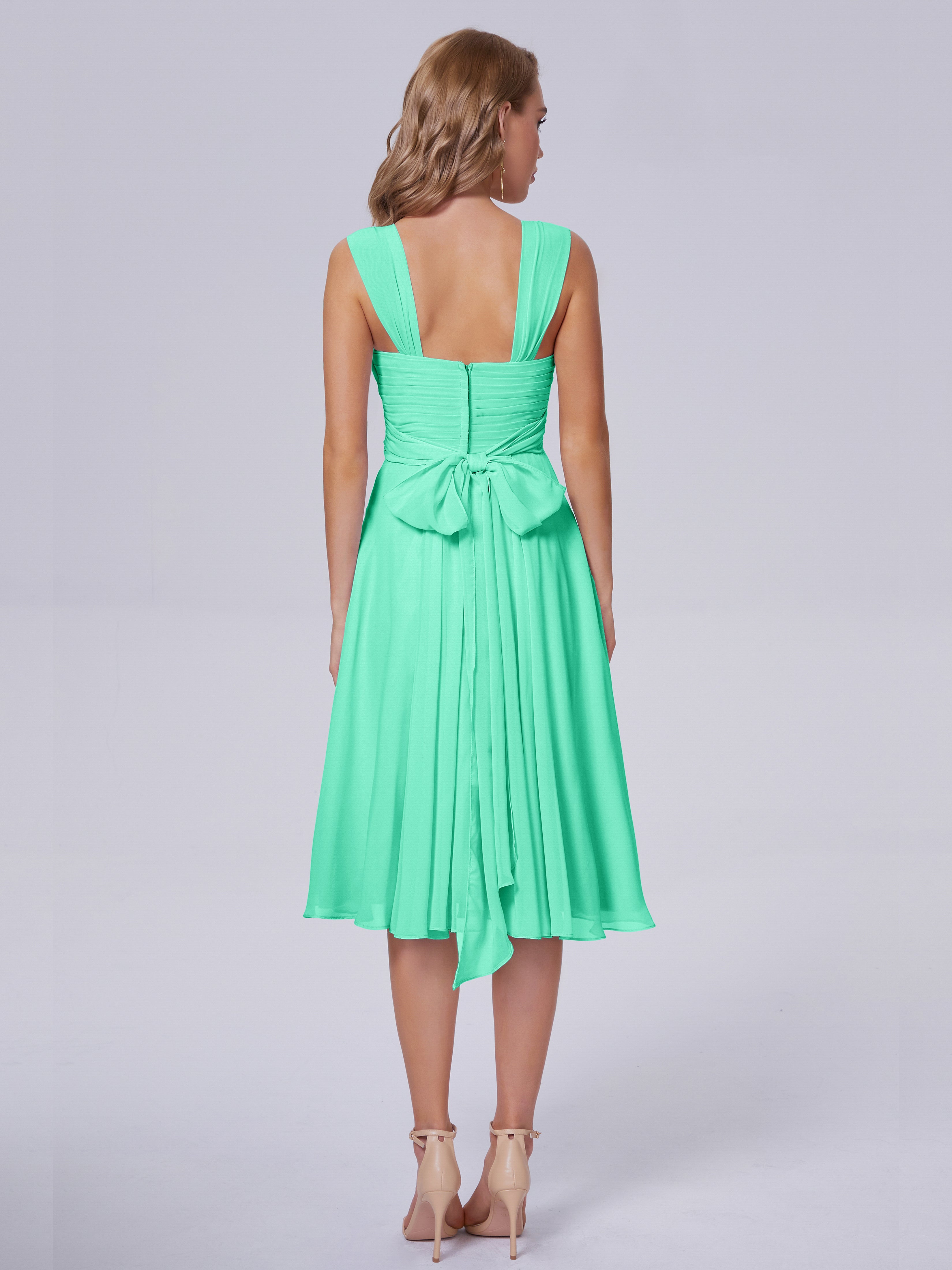 Demoiselle Dhonneur Robe Turquoise Abordable Bretelles Courtes Mousseline Robes Demoiselle D'Honneur